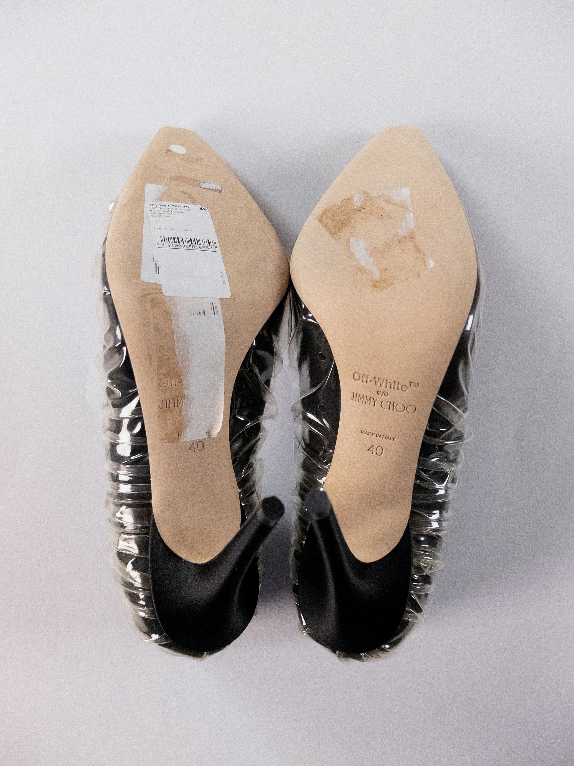 Jimmy Choo JIMMY CHOO x OFF-WHITE Anne black satin fabric PVC pumps 40 Size US 10 / IT 40 - 8 Thumbnail