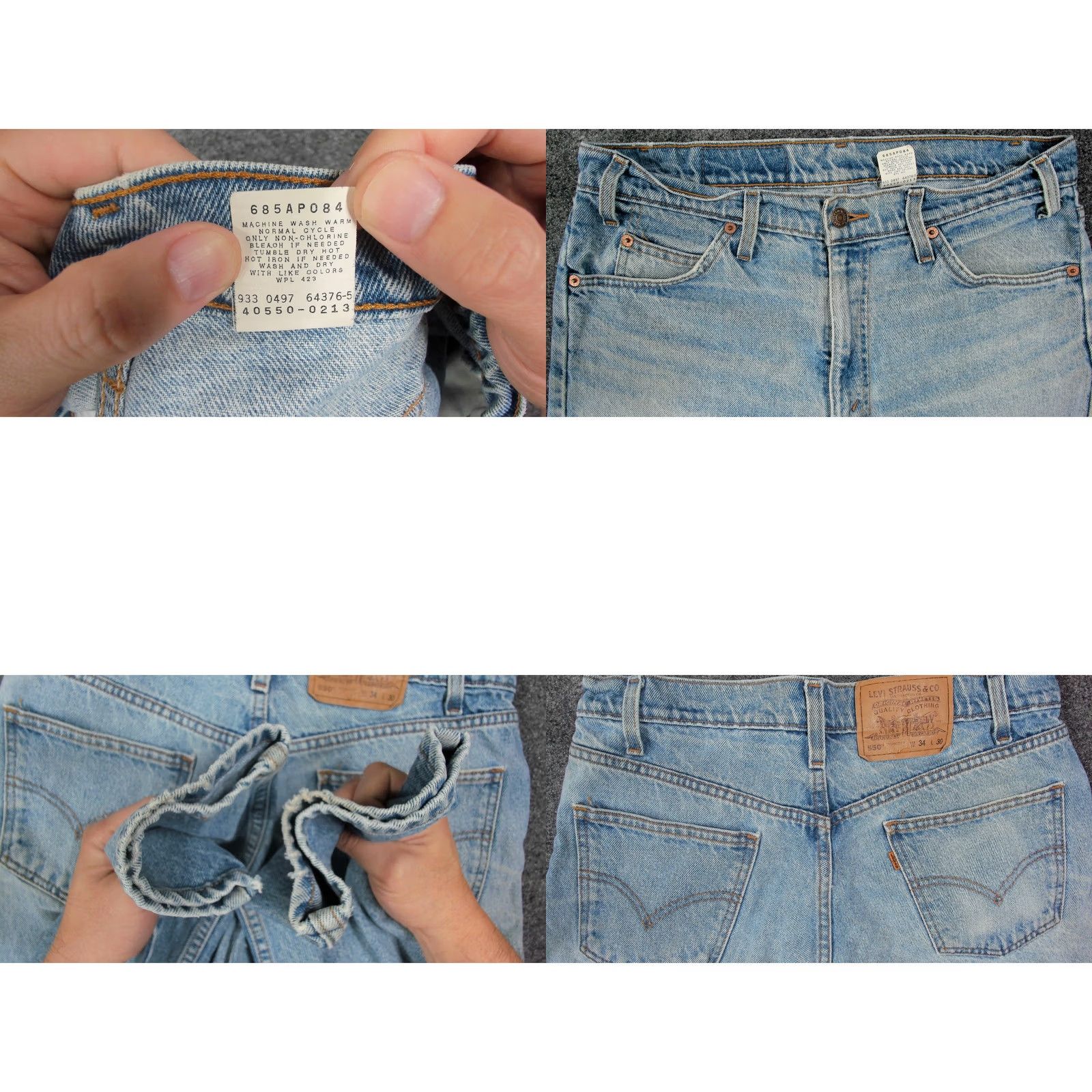 Levi's VINTAGE Levis 550 Jeans Orange Tab Stonewash Faded Relaxed Mens 34x31 Size US 34 / EU 50 - 8 Thumbnail