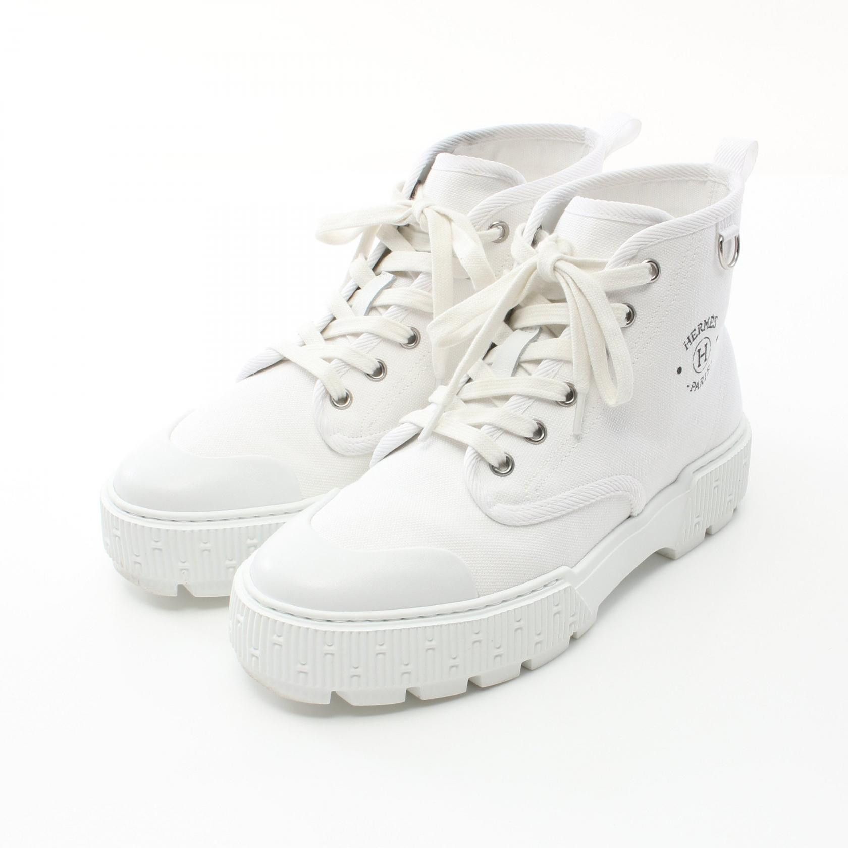 Hermes Hermes Itineraire Canvas Boots Canvas Shoes in White, Women's