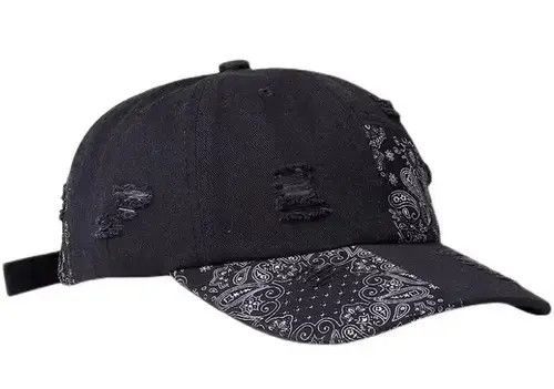 Japanese Brand Y2k paisley bandana patchwork distressed cap baseball Size ONE SIZE - 3 Thumbnail