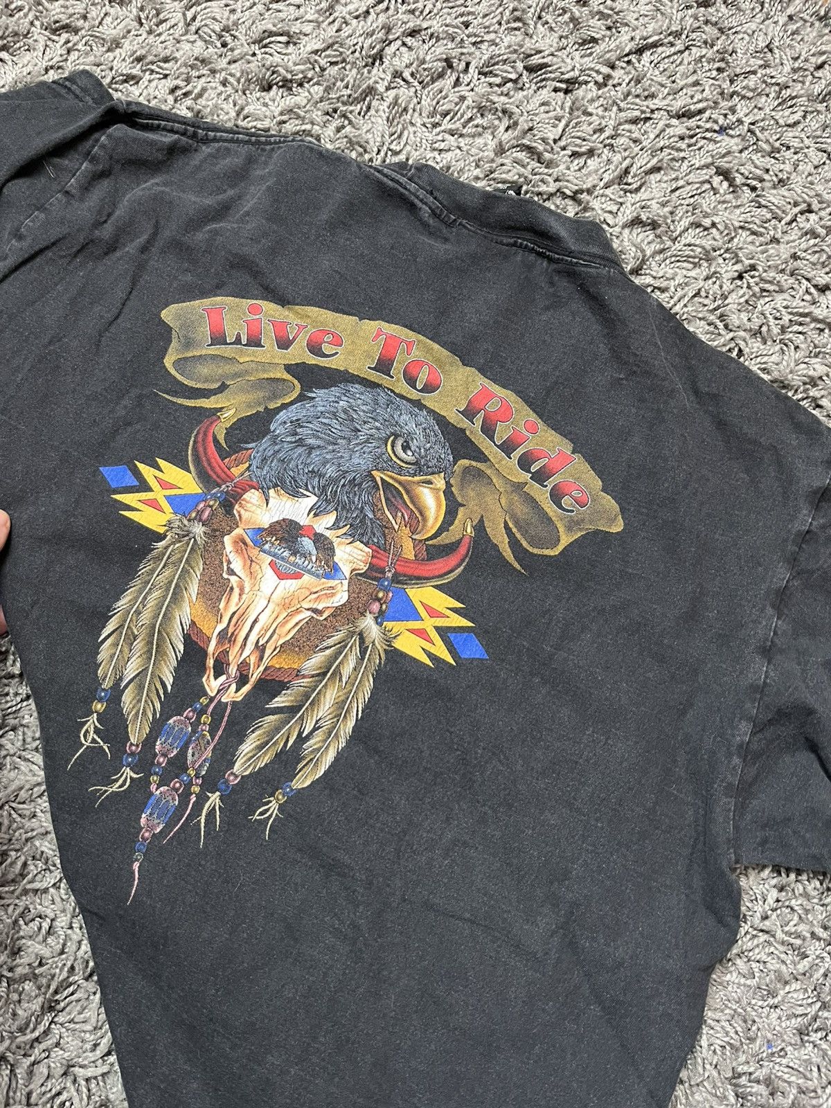 Iron Maiden Vintage Iron Maiden "Live To Ride" T-Shirt Native Print XL Size US XL / EU 56 / 4 - 7 Thumbnail