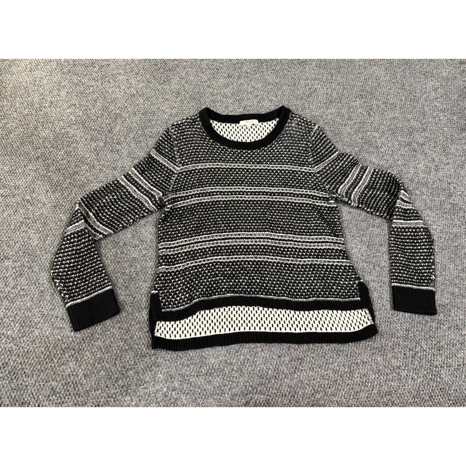 Madewell Madewell Knit Sweater Womens Large Black White Patterned Long Sleeve Casual Size L / US 10 / IT 46 - 2 Thumbnail