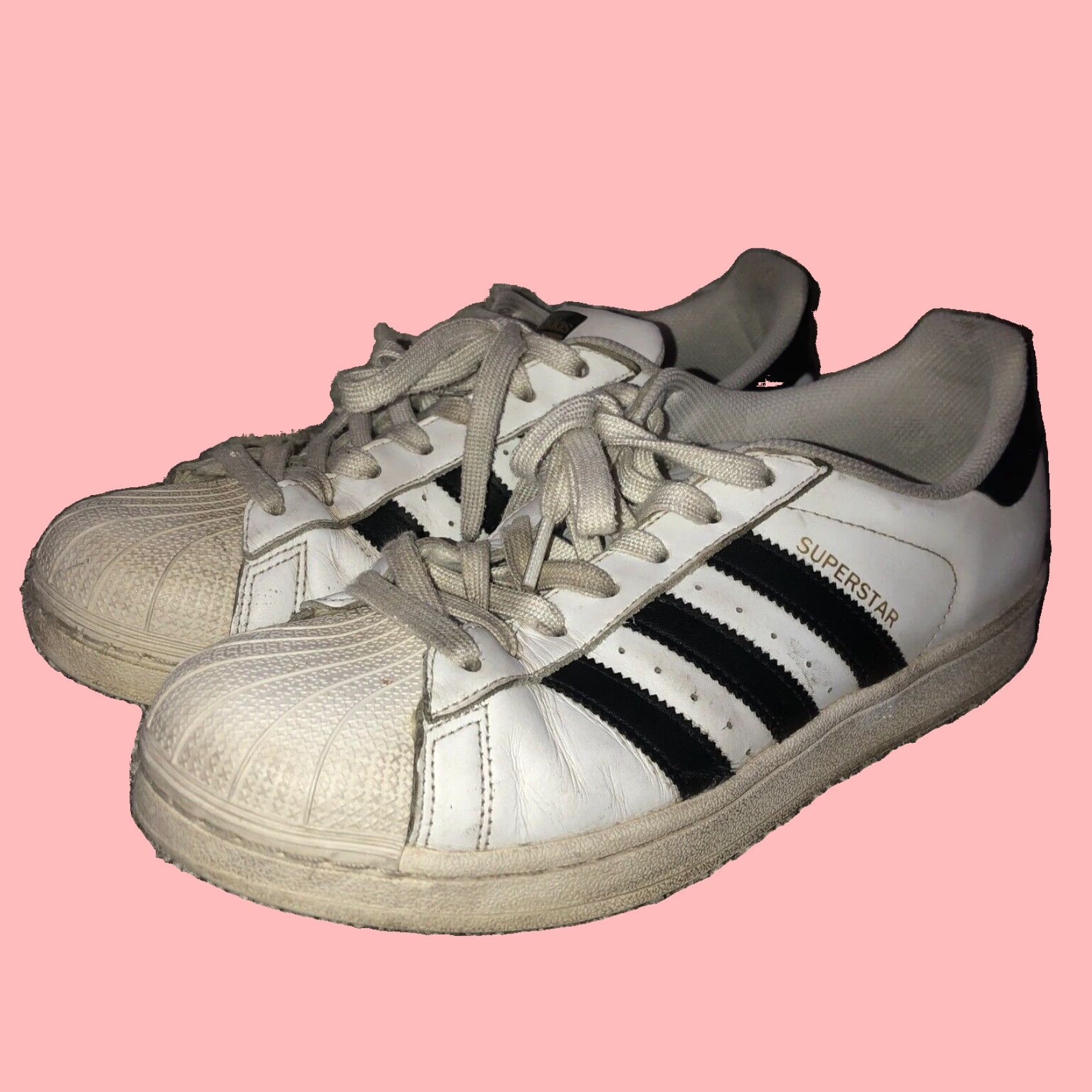 Adidas Authentic White Leather Pace Up Casual Sneakers for Women in Size 9 with Iconic Adidas Superstar Design Grailed