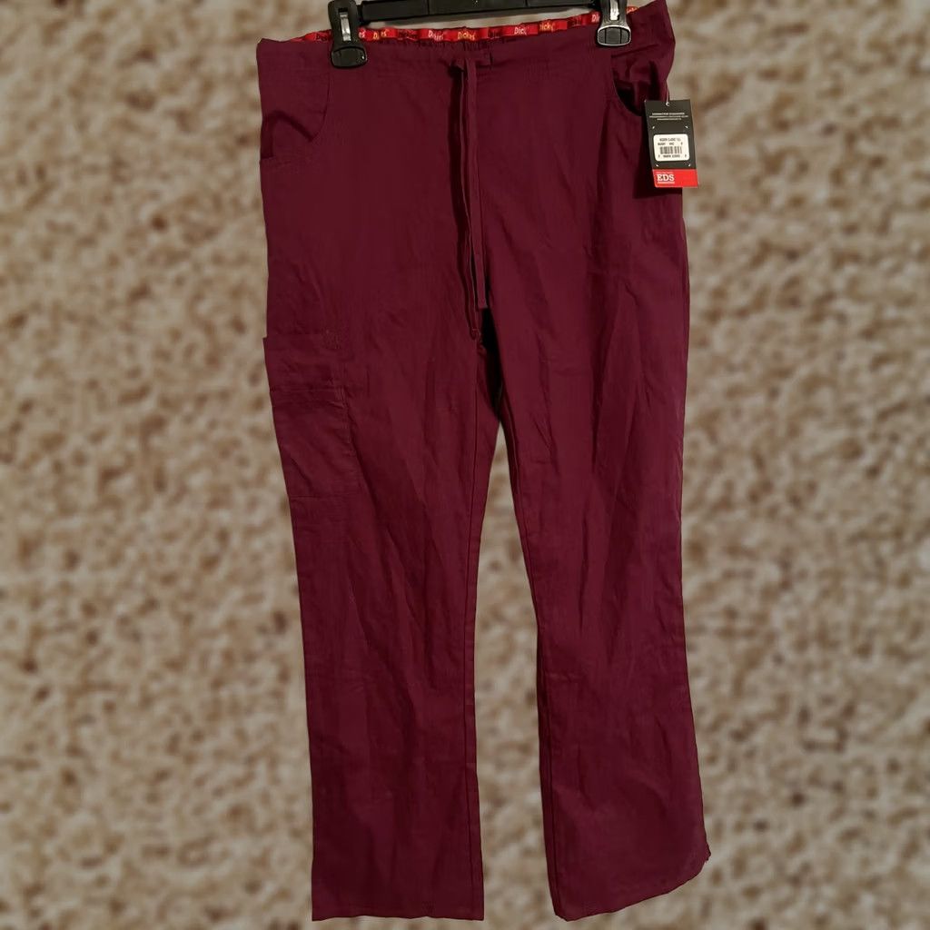Dickies Dickies Women's Cargo Pant Wine Scrubs S Tall Mid Rise Drawstring 86206T Size 28" / US 6 / IT 42 - 1 Thumbnail