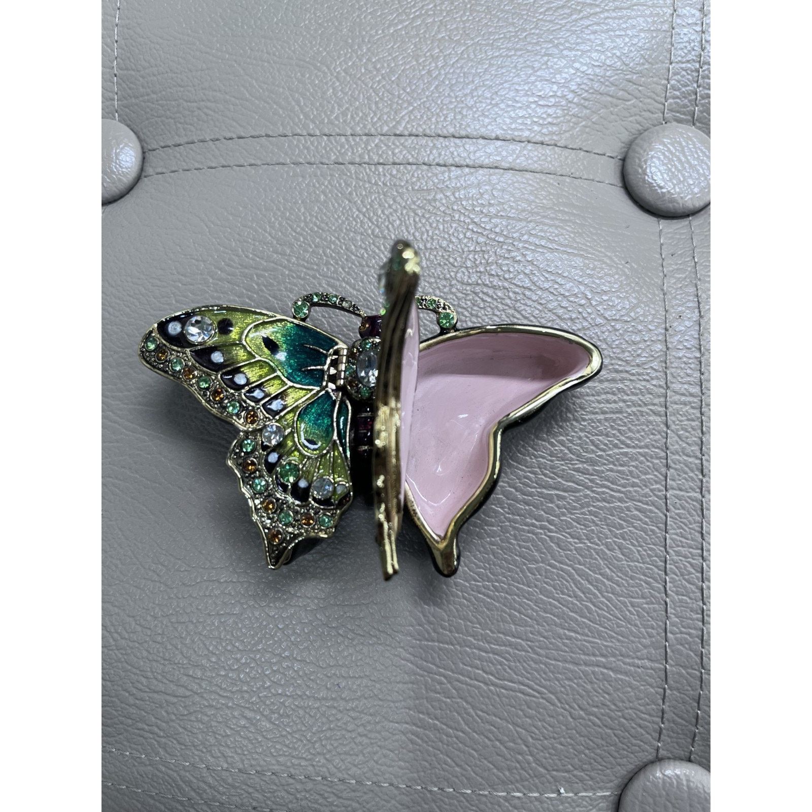 Other Vintage Enameled Yellow & Green Butterfly Trinket Box Size ONE SIZE - 8 Thumbnail