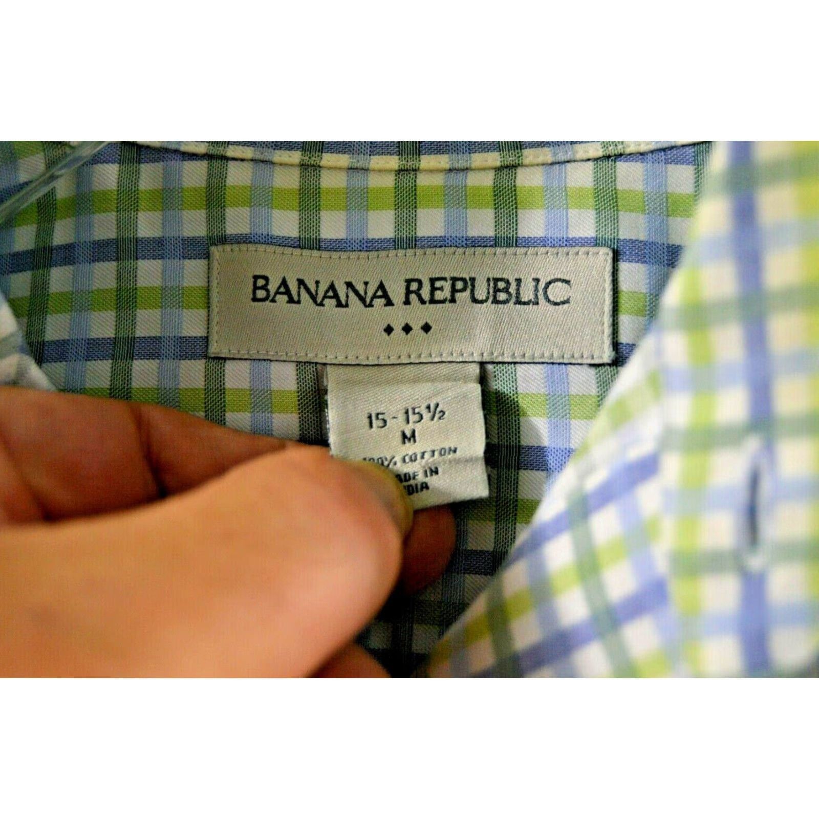 Banana Republic VINTAGE Banana Republic Men’s L/S shirt SZM Green-Blue-White Plaid Cotton Beige? Size US M / EU 48-50 / 2 - 5 Thumbnail
