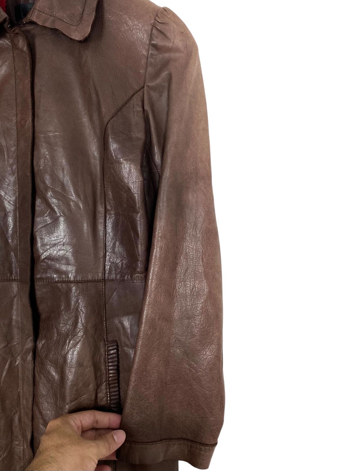 Japanese Brand Rare‼️ Chine Collection Pure Leather Sunfaded Parka Size XS / US 0-2 / IT 36-38 - 7 Thumbnail