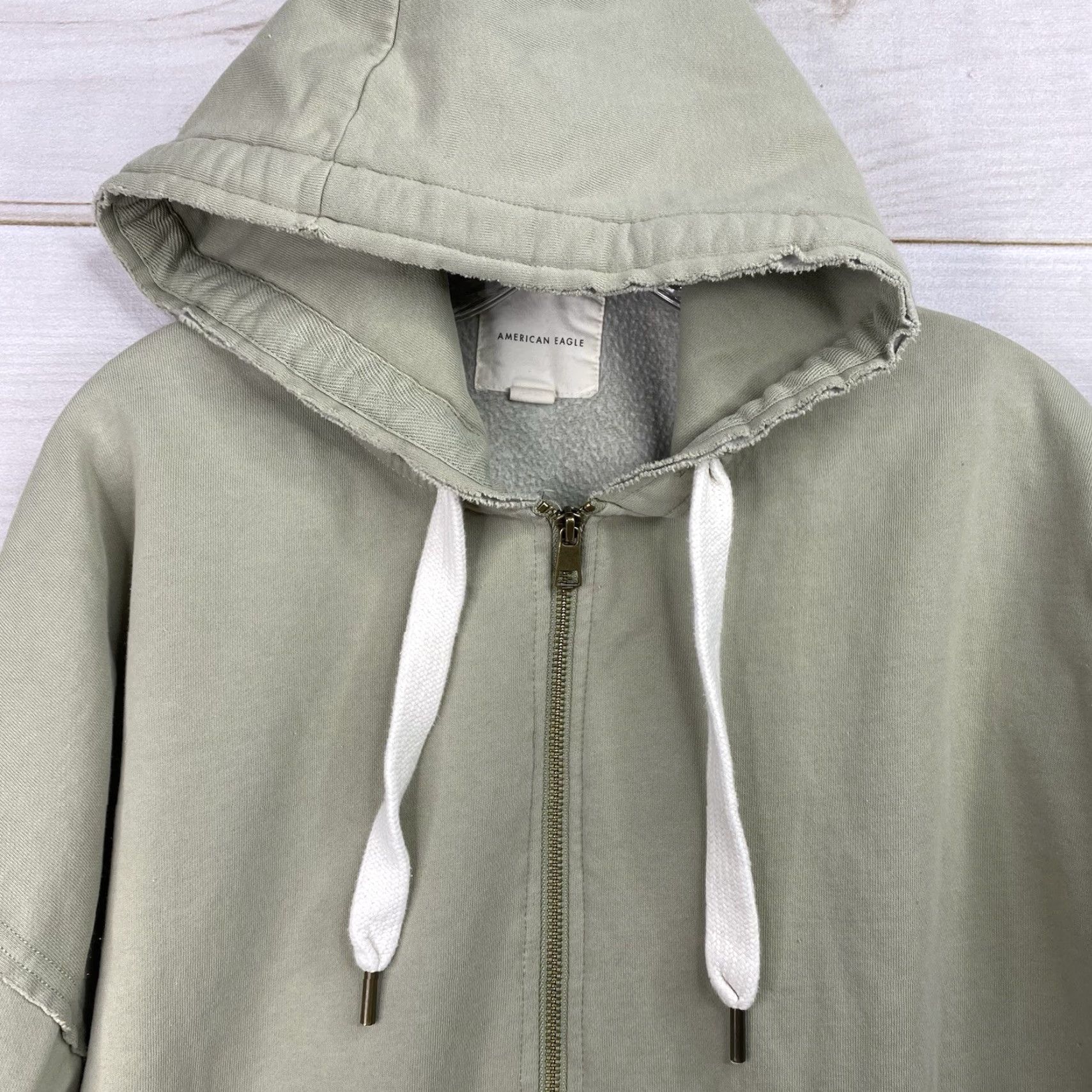 Vintage VINTAGE American Eagle Oversized Full Zip Hoodie Womens M Green Slub Distressed Look Slub Size M / US 6-8 / IT 42-44 - 5 Thumbnail