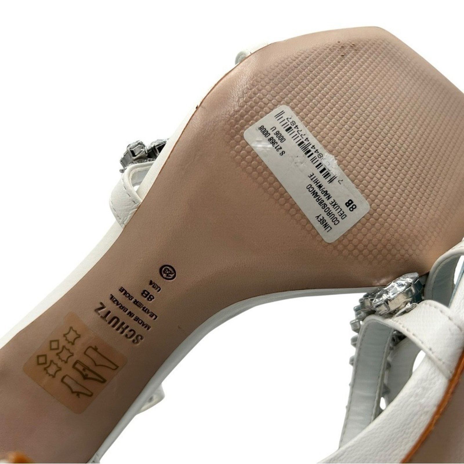 SCHUTZ SCHUTZ White Rhinestone Stiletto Heels Square Toe Size 8B Size US 8 / IT 38 - 11 Thumbnail