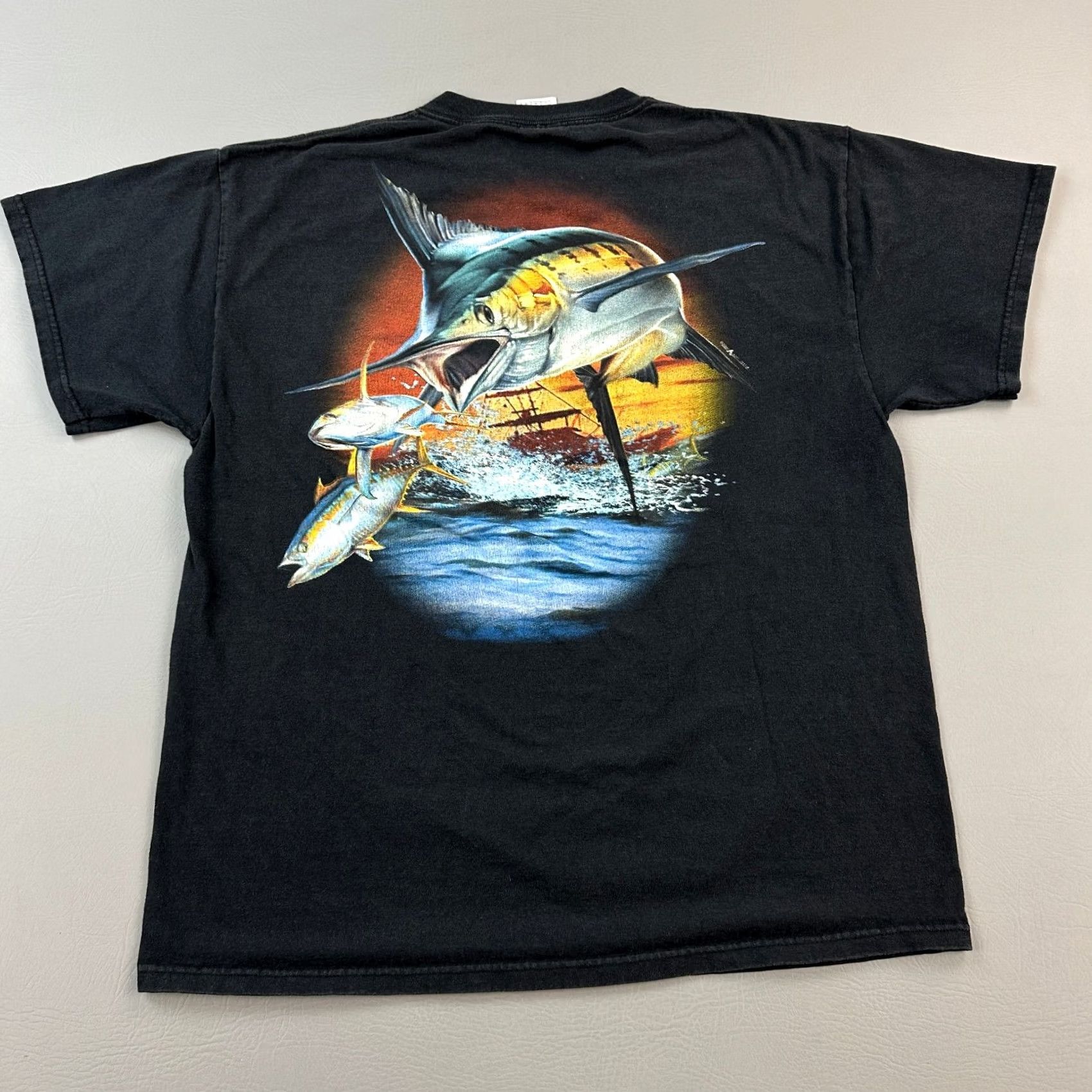 Delta VINTAGE Pirates Cove Shirt Mens Large Black Fishing Marlin Graphic Pocket Tee Size US L / EU 52-54 / 3 - 5 Thumbnail