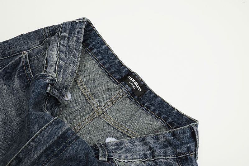 Jean High street retro washed men's loose casual distressed jeans Size US 32 / EU 48 - 4 Thumbnail