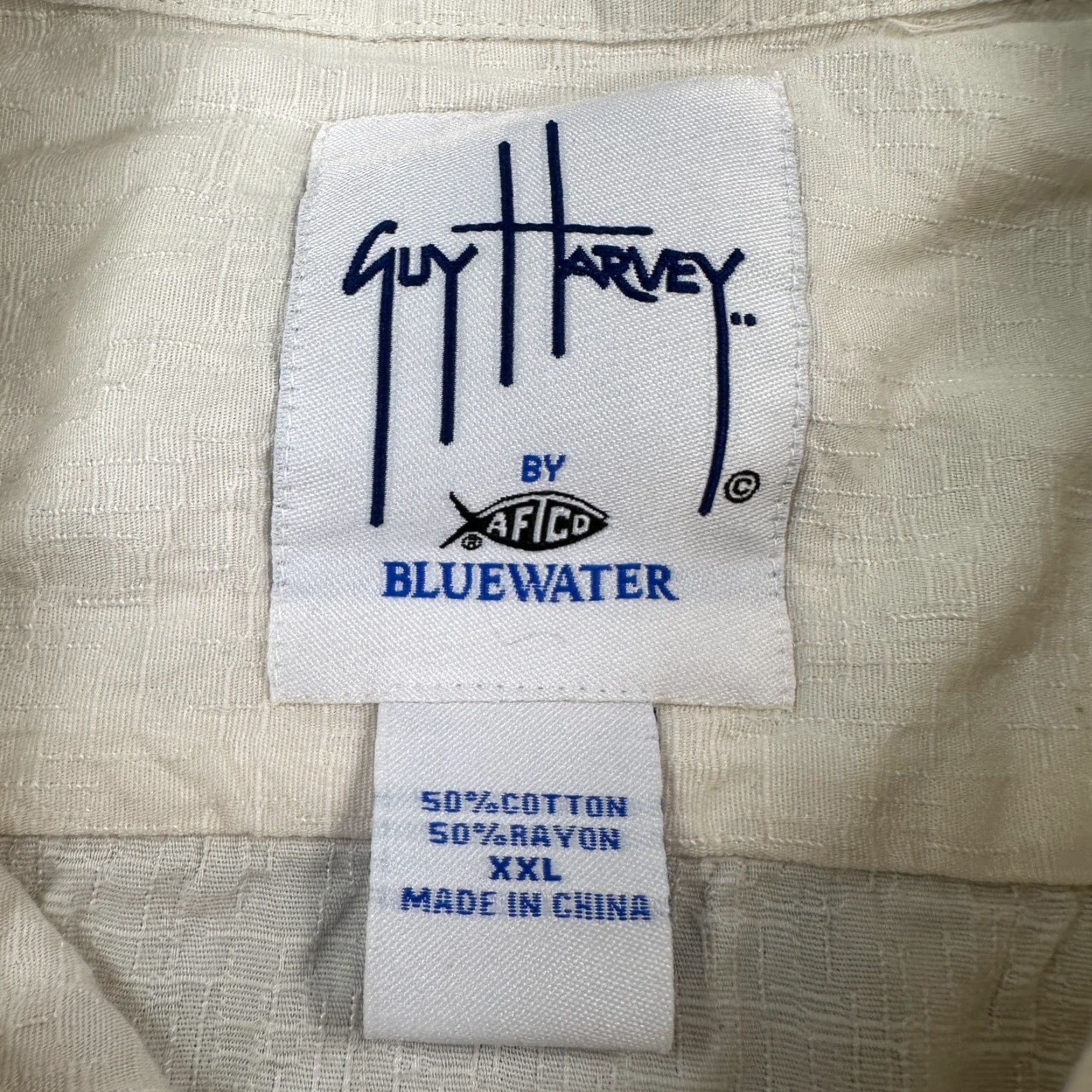 Guy Harvey Guy Harvey By Aftco Button-Up Shirt Ivory XXL Short Sleeve Men Beach Classic Embroidered Animal Print Button-Down Collar Shirt Size US XXL / EU 58 / 5 - 6 Thumbnail