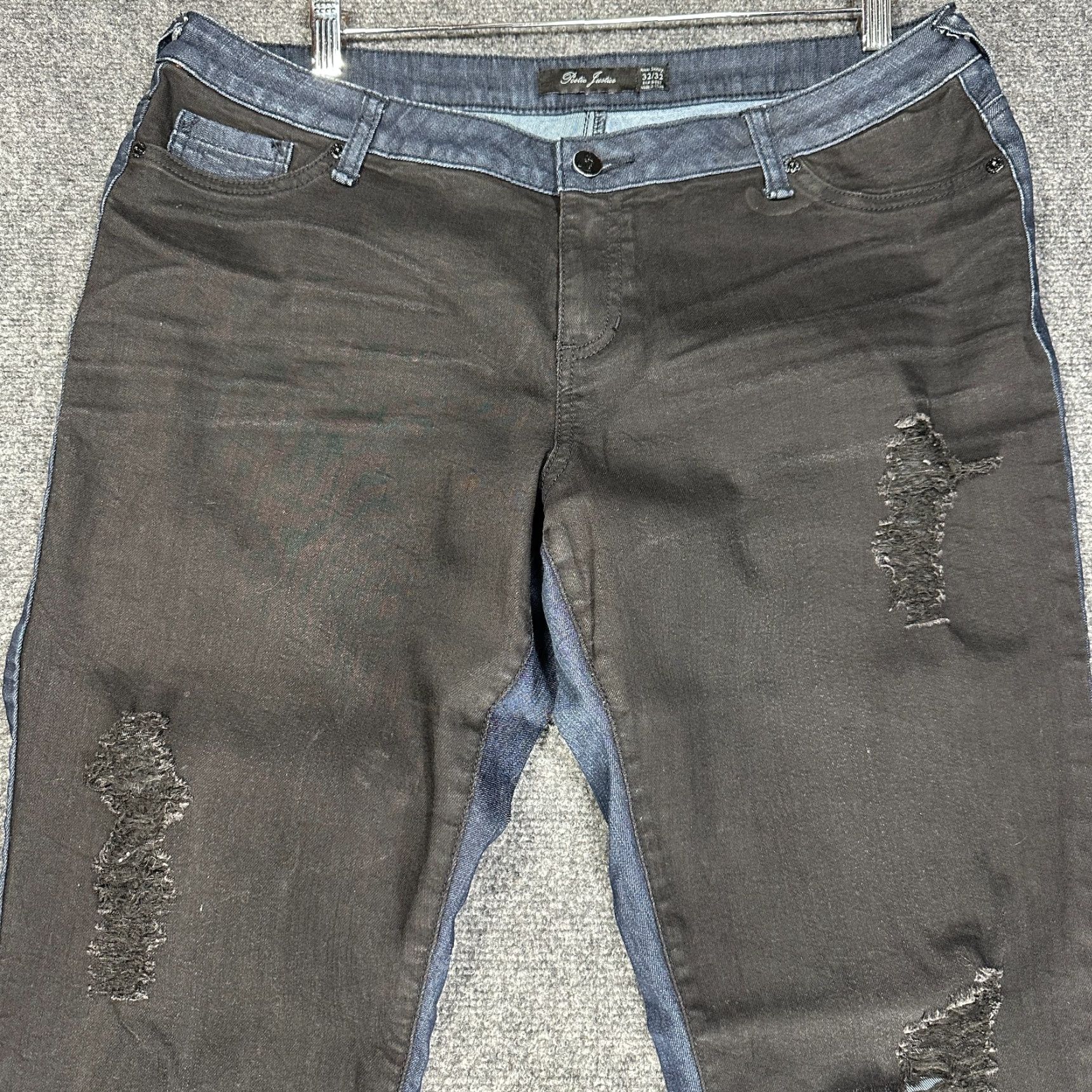 Vintage Poetic Justice Jeans Womens 32 Nikki Skinny Cotton Blend Black Front Back Denim Stretch Distressed Logo Regular Mid Rise Inseam 31.5in Boys/Girls? Size 24" / US 00 / IT 34 - 3 Thumbnail
