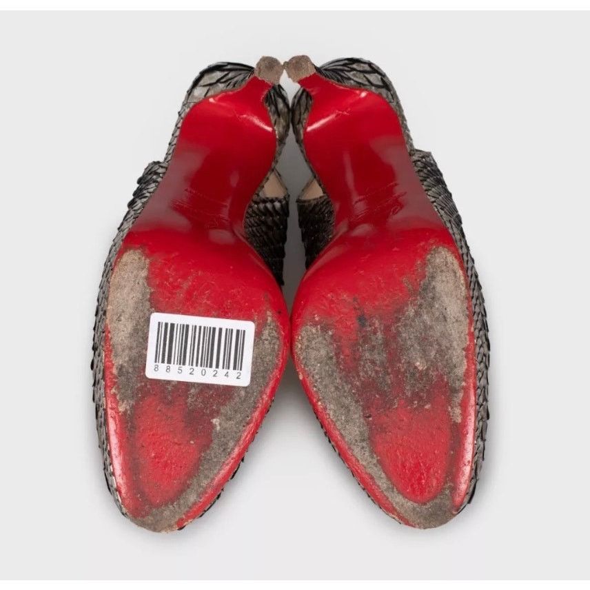 Christian Louboutin Christian Louboutin Silver Snakeskin Slingback Heels Sz.37 Size US 6 / IT 36 - 5 Thumbnail