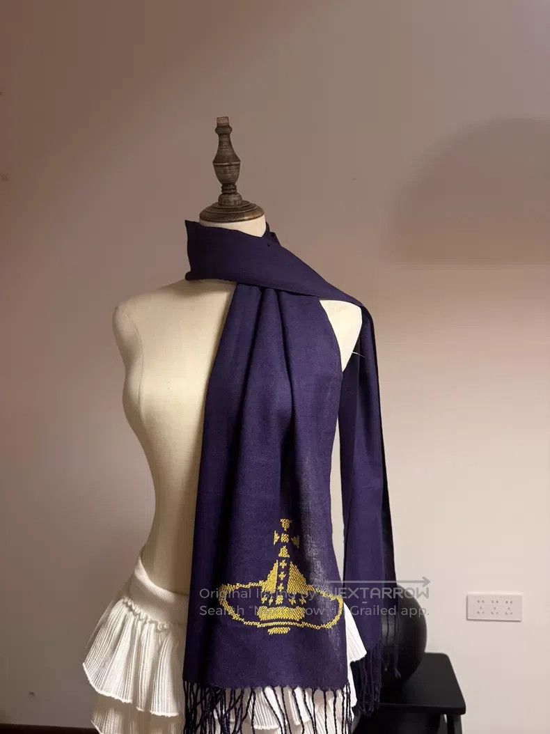 Vivienne Westwood Vivienne Westwood Purple Saturn Embroidered Fringe Scarf Size ONE SIZE - 3 Thumbnail