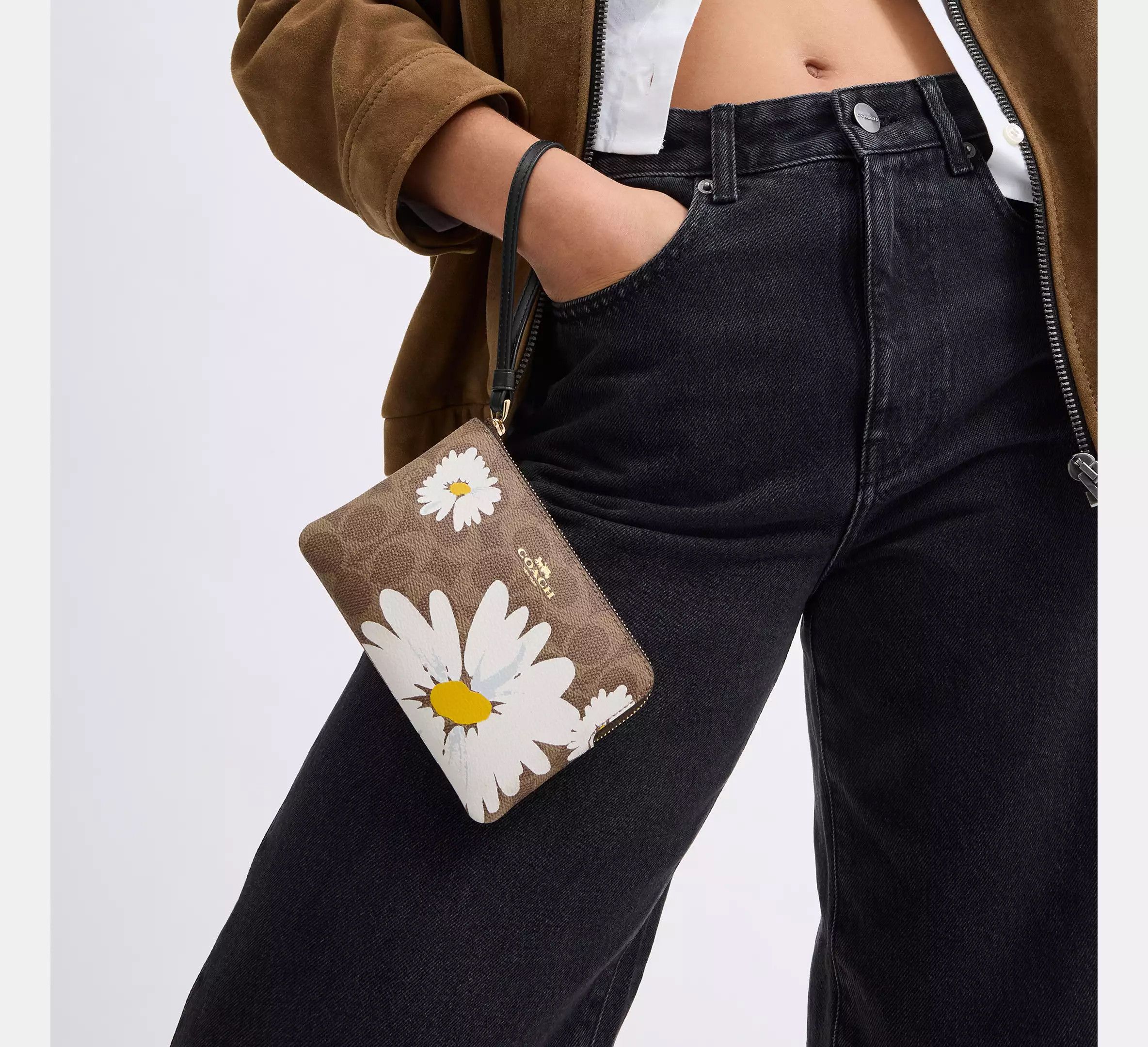 Coach Corner Zip Wristlet In Signature Canvas With Floral CZ604 Size ONE SIZE - 4 Thumbnail