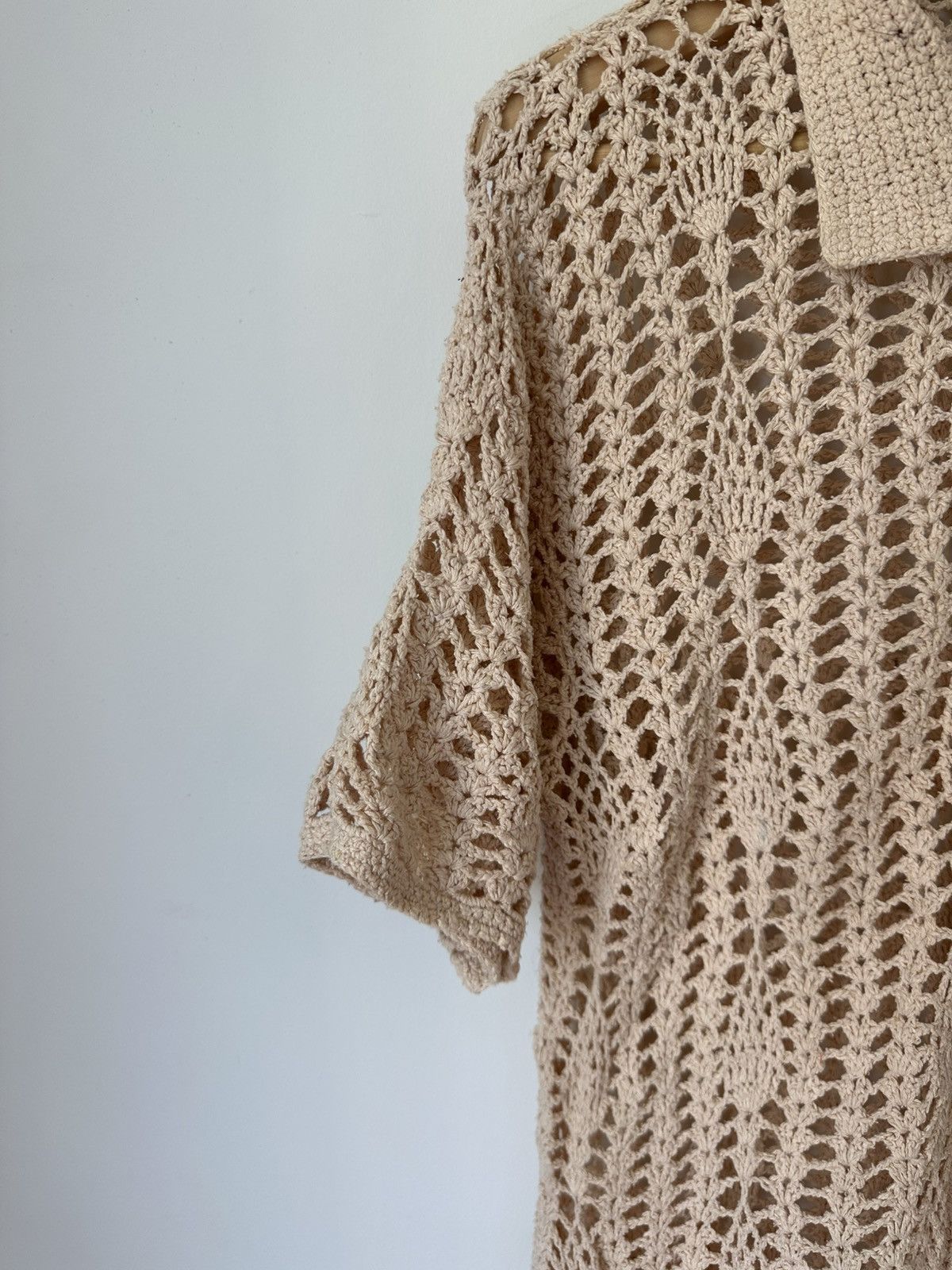 Vintage Vintage cream 100% silk crochet button-up shirt Size M / US 6-8 / IT 42-44 - 3 Thumbnail
