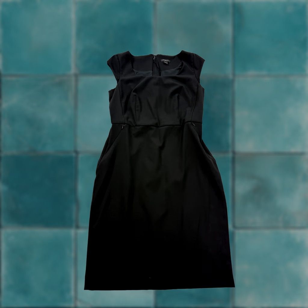 Ann Taylor Ann Taylor Dress Womens 2P Petite Black Cap Sleeve Square Neck Sheath Work LBD Size XS / US 0-2 / IT 36-38 - 1 Thumbnail