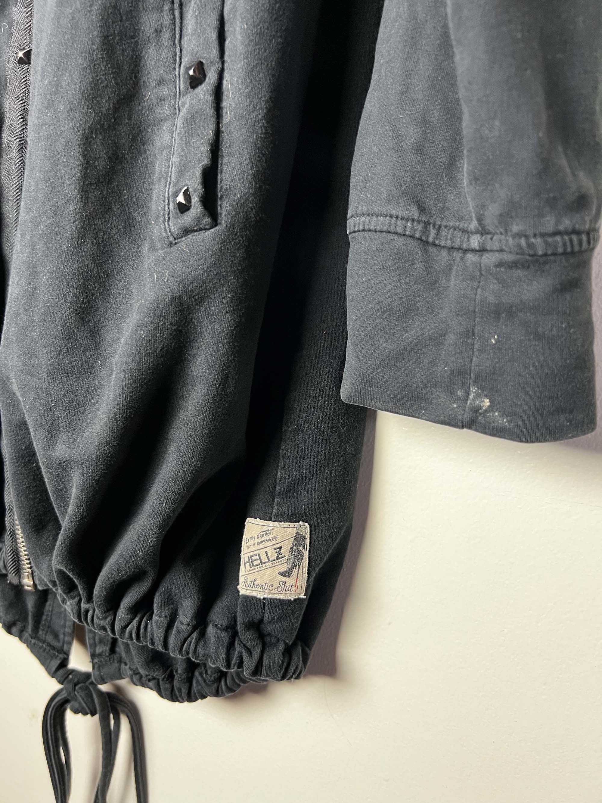 Hells Bells Vintage 2006 Black Hellz Bellz Rockabilly Zip Up Long Hoodie Size L / US 10 / IT 46 - 7 Thumbnail
