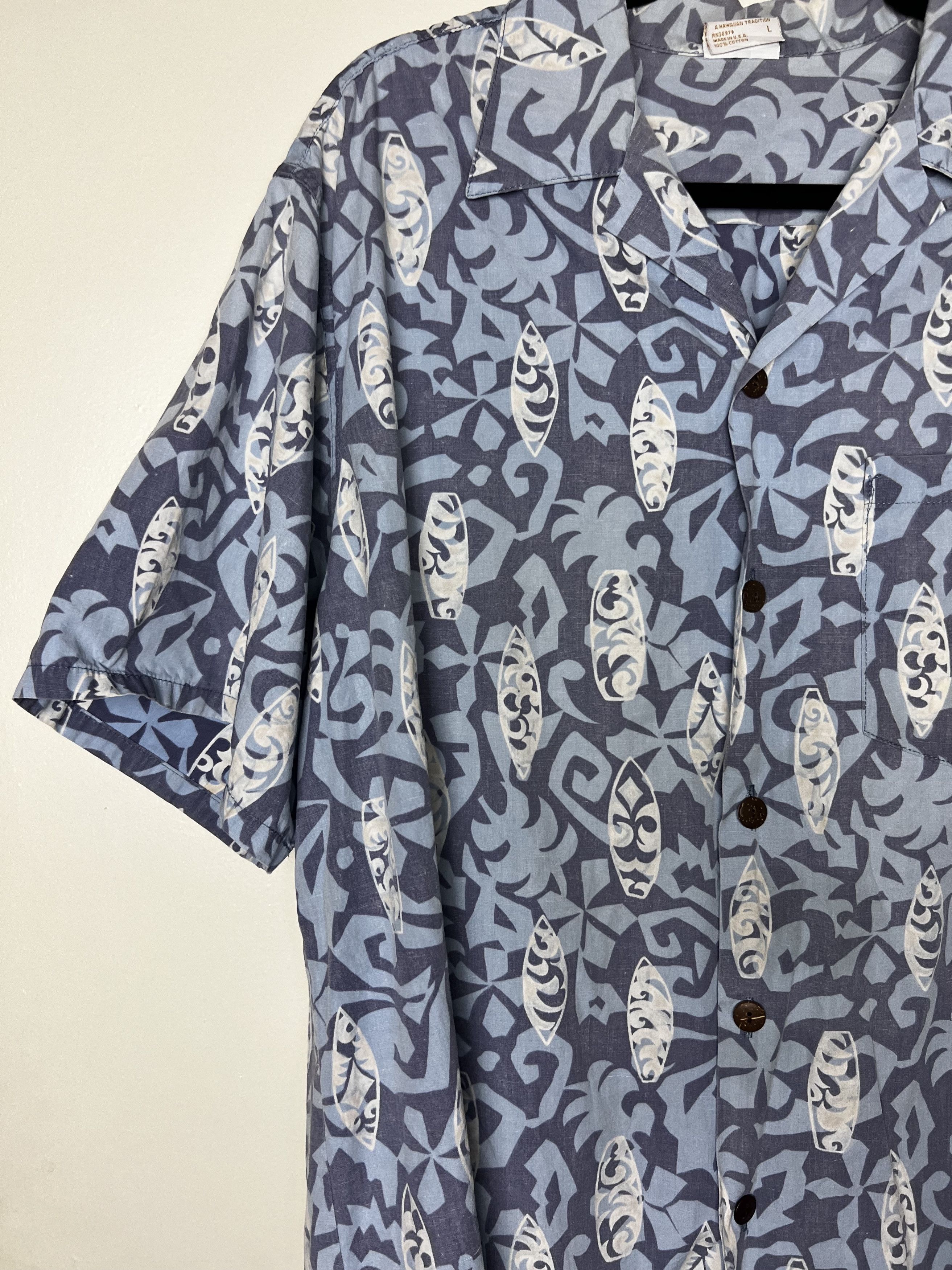 Vintage Vntg 80s Hawaii Aloha Shirt : Barefoot in Paradise Surfboard Size US L / EU 52-54 / 3 - 4 Thumbnail