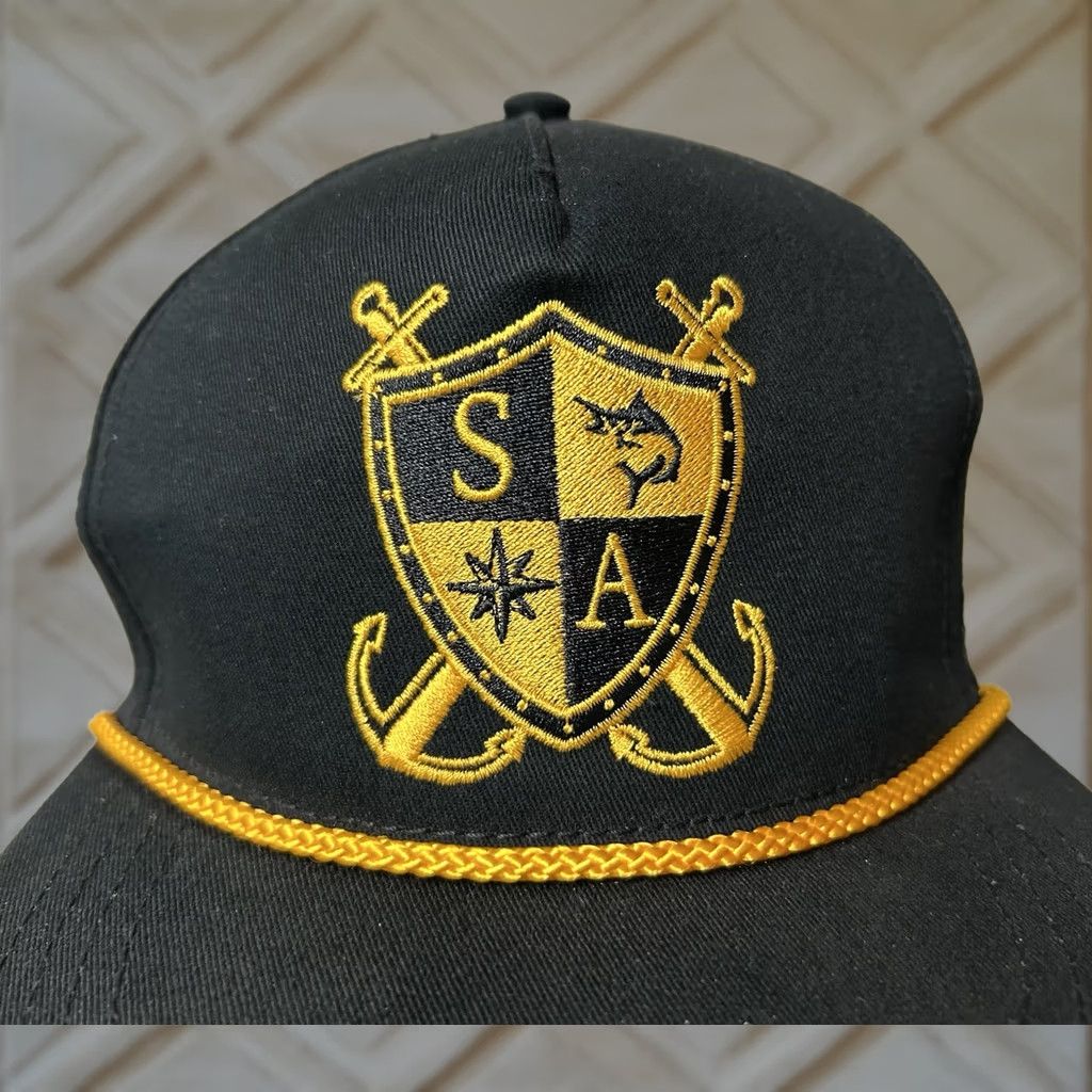 Vintage Salt Armour Snapback Rope Hat Cap Black Gold Embroidered Marlin Cap Men One Size Adjustable Hat Boats Ocean Beach Animals Marine Cap Mens Size ONE SIZE - 1 Thumbnail