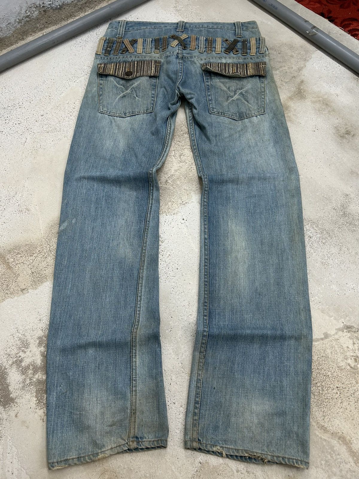 If Six Was Nine Vintage Dominate Double Waist Belt Loop Light Dirty Washed Size US 33 - 2 Thumbnail