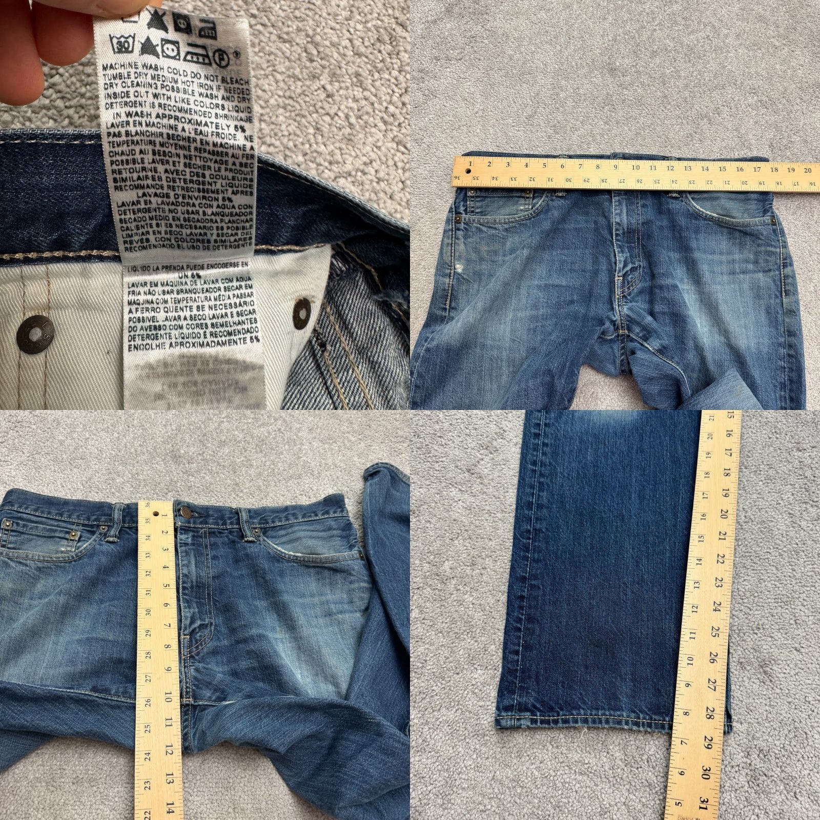 Levi's Levi's 514 Straight Leg Jeans Mens 36x29 Blue Medium Wash 100% Cotton Size US 36 / EU 52 - 9 Thumbnail