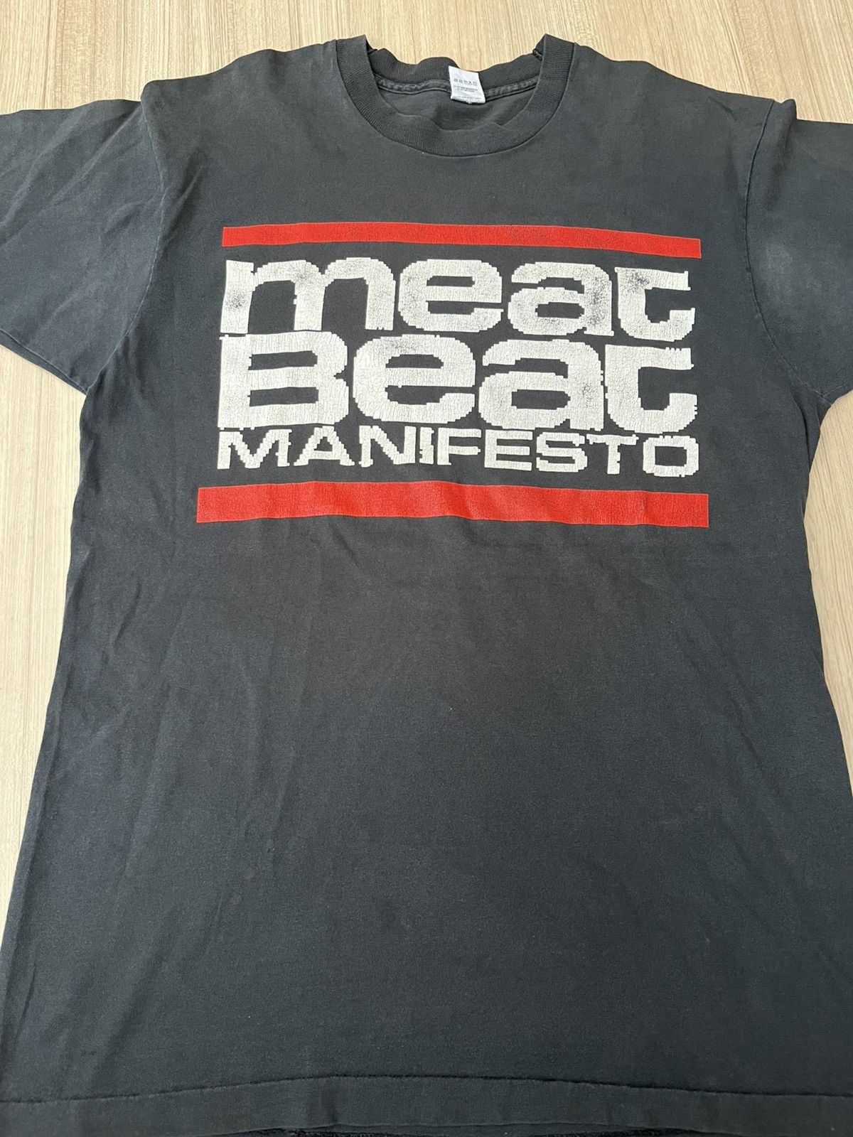 Vintage Vintage 90s Meat Beat Manifesto Electronic Dance T Shirt Size US XL / EU 56 / 4 - 7 Thumbnail