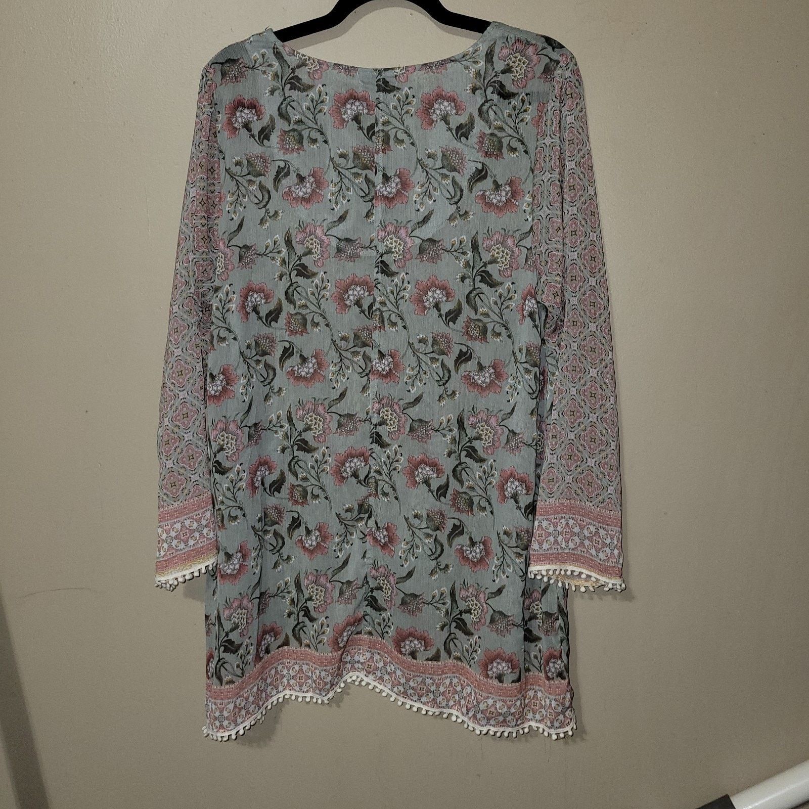 & Other Stories One World Top L Floral Sheer Sleeves Pom Pom Lightweight Size XL / US 12-14 / IT 48-50 - 5 Thumbnail