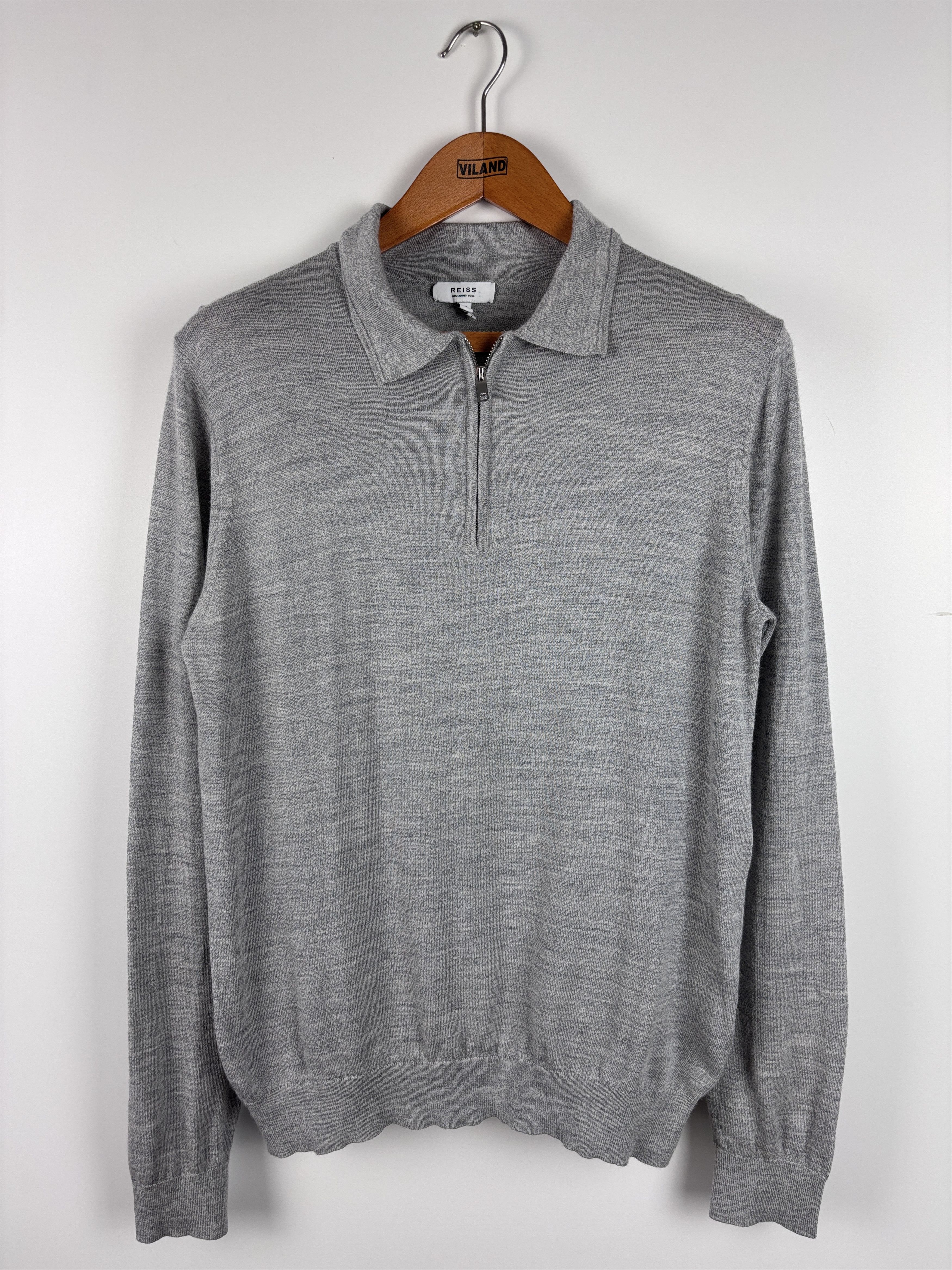 Reiss Mens Reiss Merino Wool 1/4 Zip Sweater Jumper Gray Size M Size US M / EU 48-50 / 2 - 1 Thumbnail