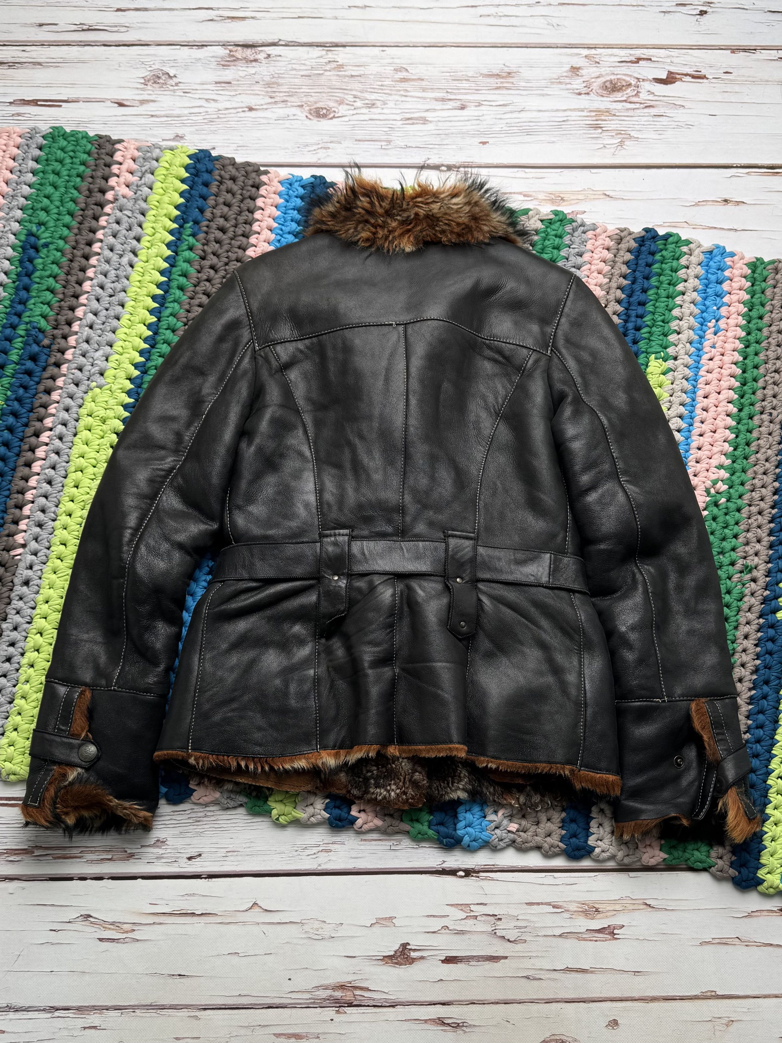 Vintage Vintage Sheepskin Jacket Belted Y2K Moto Biker Coat (ET1) Size S / US 4 / IT 40 - 15 Thumbnail