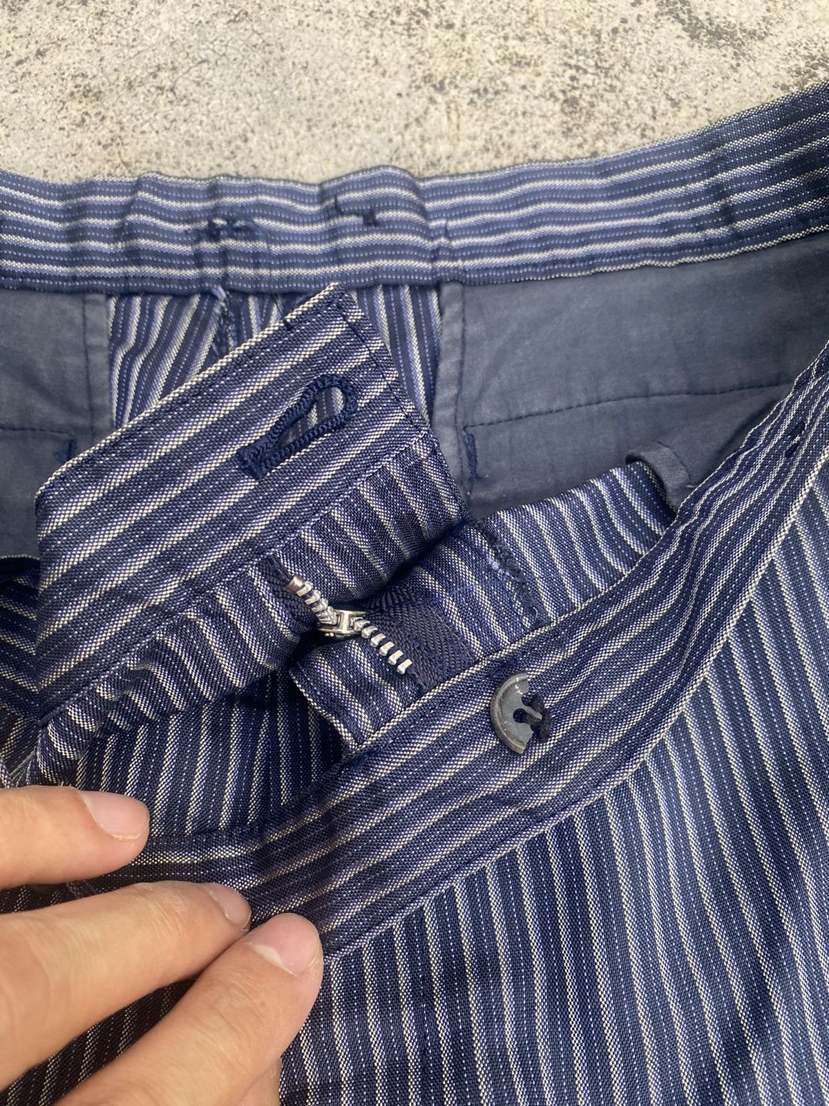 Japanese Brand × Yohji Yamamoto YohjiYamamoto Casual Pants Blue Stripes Size US 28 / EU 44 - 11 Thumbnail