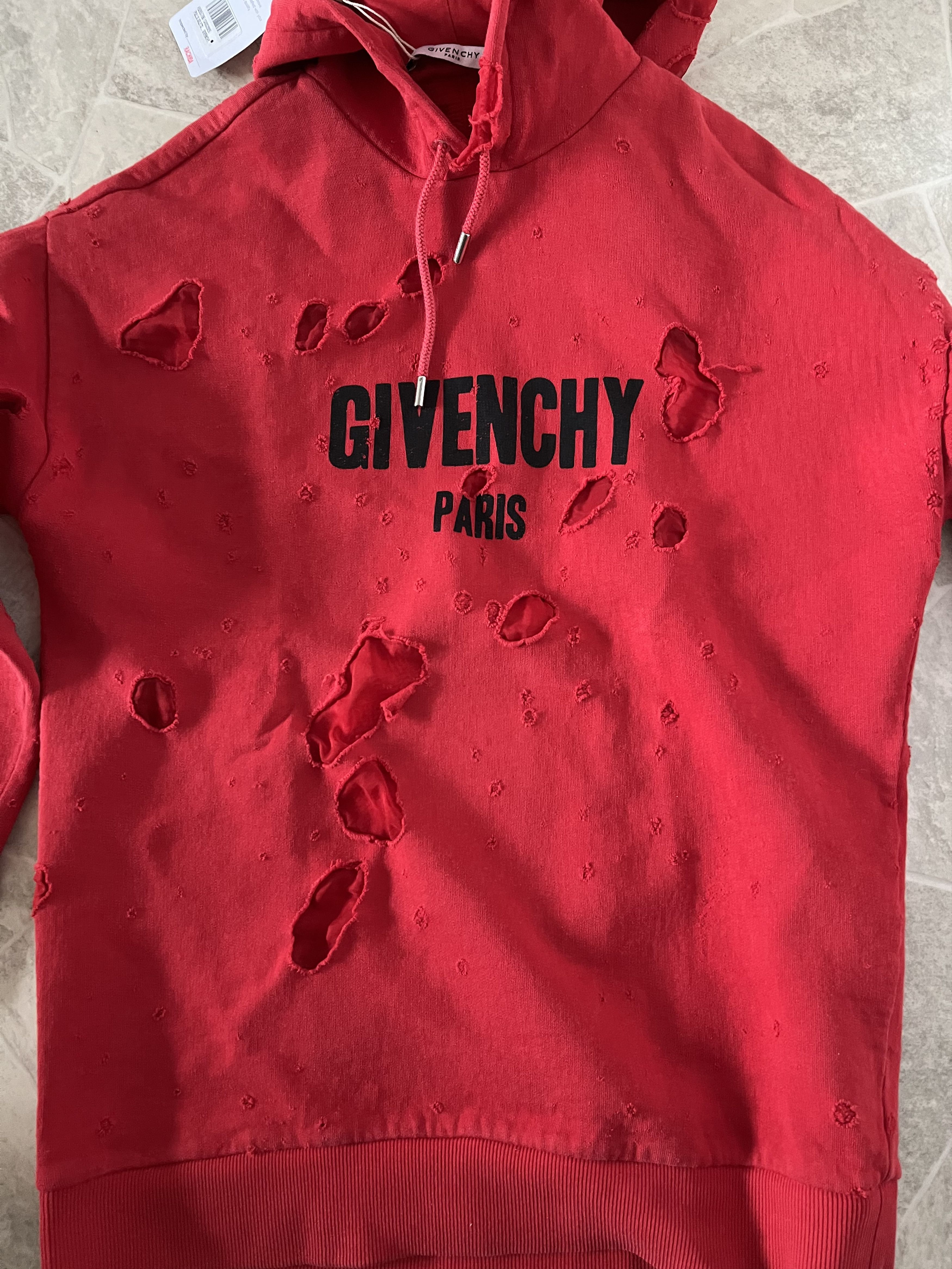 Givenchy Givenchy Red Distressed Hoodie Size US M / EU 48-50 / 2 - 11 Thumbnail
