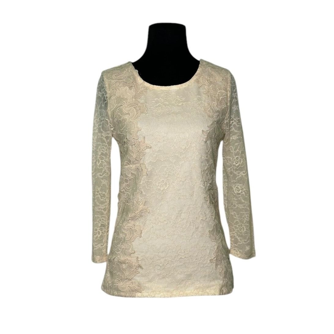 Anthropologie Sunday in Brooklyn cream lace 3/4 sleeves blouse size XS Size XS / US 0-2 / IT 36-38 - 1 Thumbnail