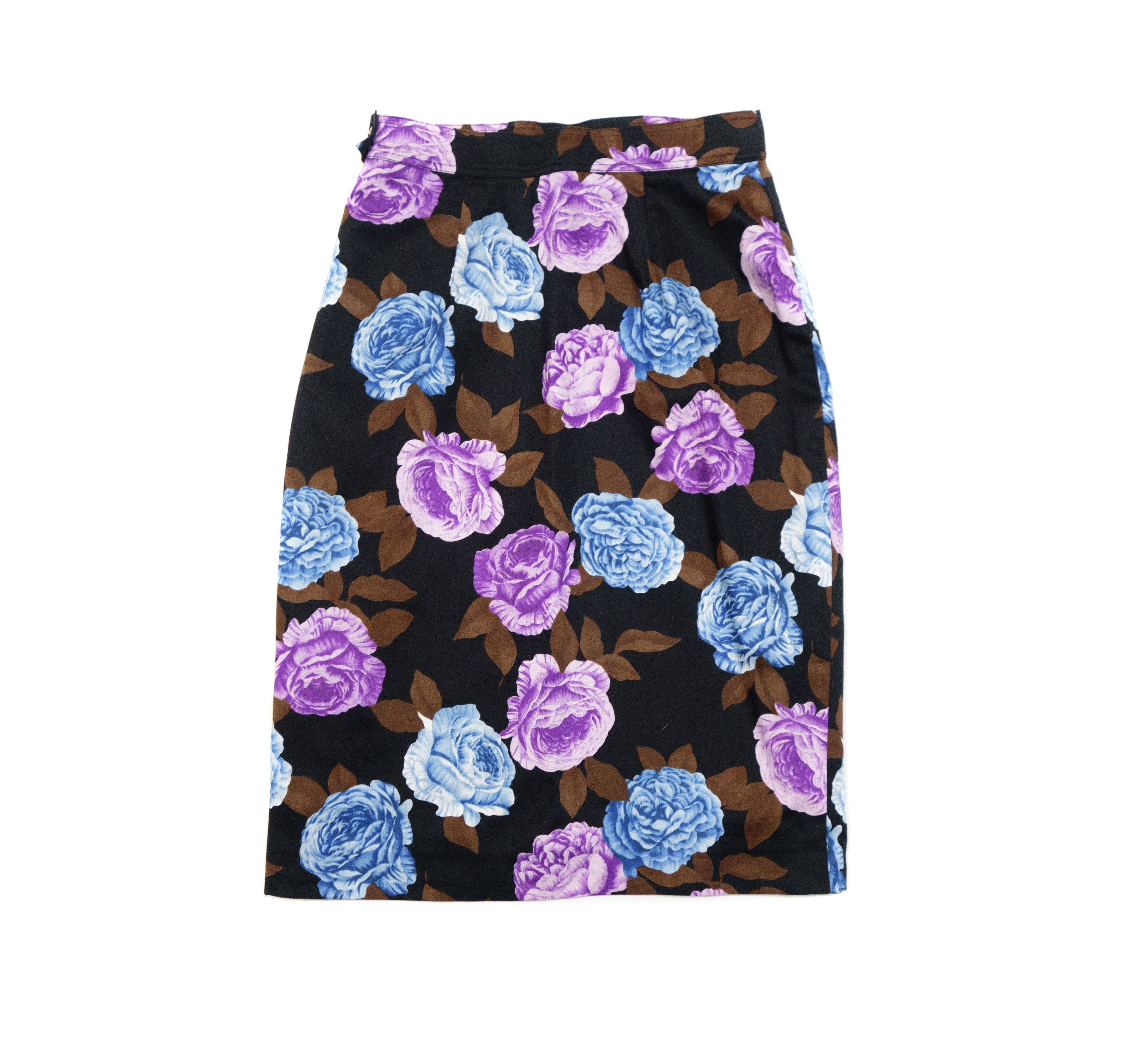Max Mara Floral Roses Midi Pencil Skirt Vintage Size 27" / US 4 / IT 40 - 2 Thumbnail