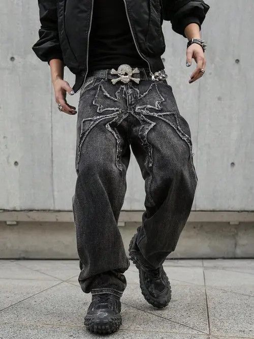 Japanese Brand Kimiko x Rena Baggy Spider DIstressed Jeans Street Size US 32 / EU 48 - 3 Thumbnail