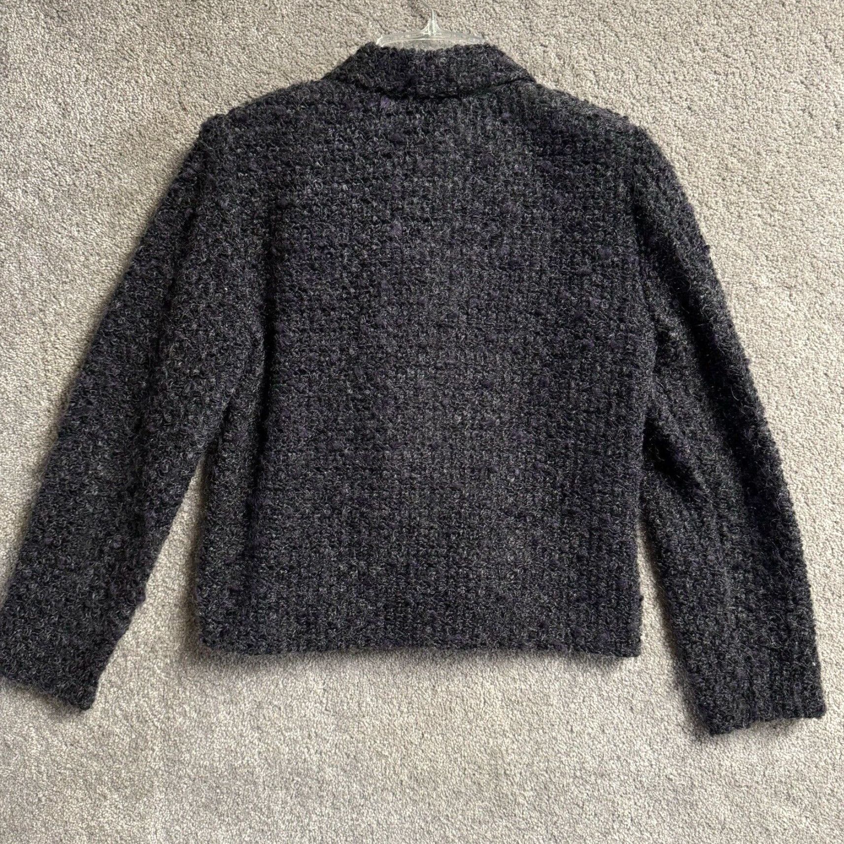 Vintage VINTAGE Fashion Bug Cardigan Sweater Women M Black Purple Mohair 80s Whimsigoth Shoulder Pads Size M / US 6-8 / IT 42-44 - 2 Thumbnail