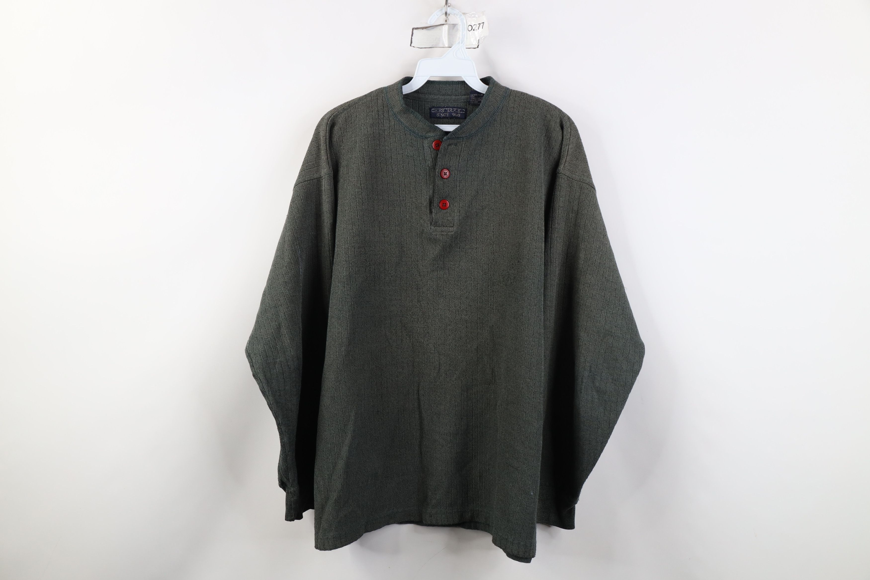Vintage Vintage 90s Streetwear Knit Long Sleeve Henley T-Shirt Green Size US L / EU 52-54 / 3 - 1 Thumbnail