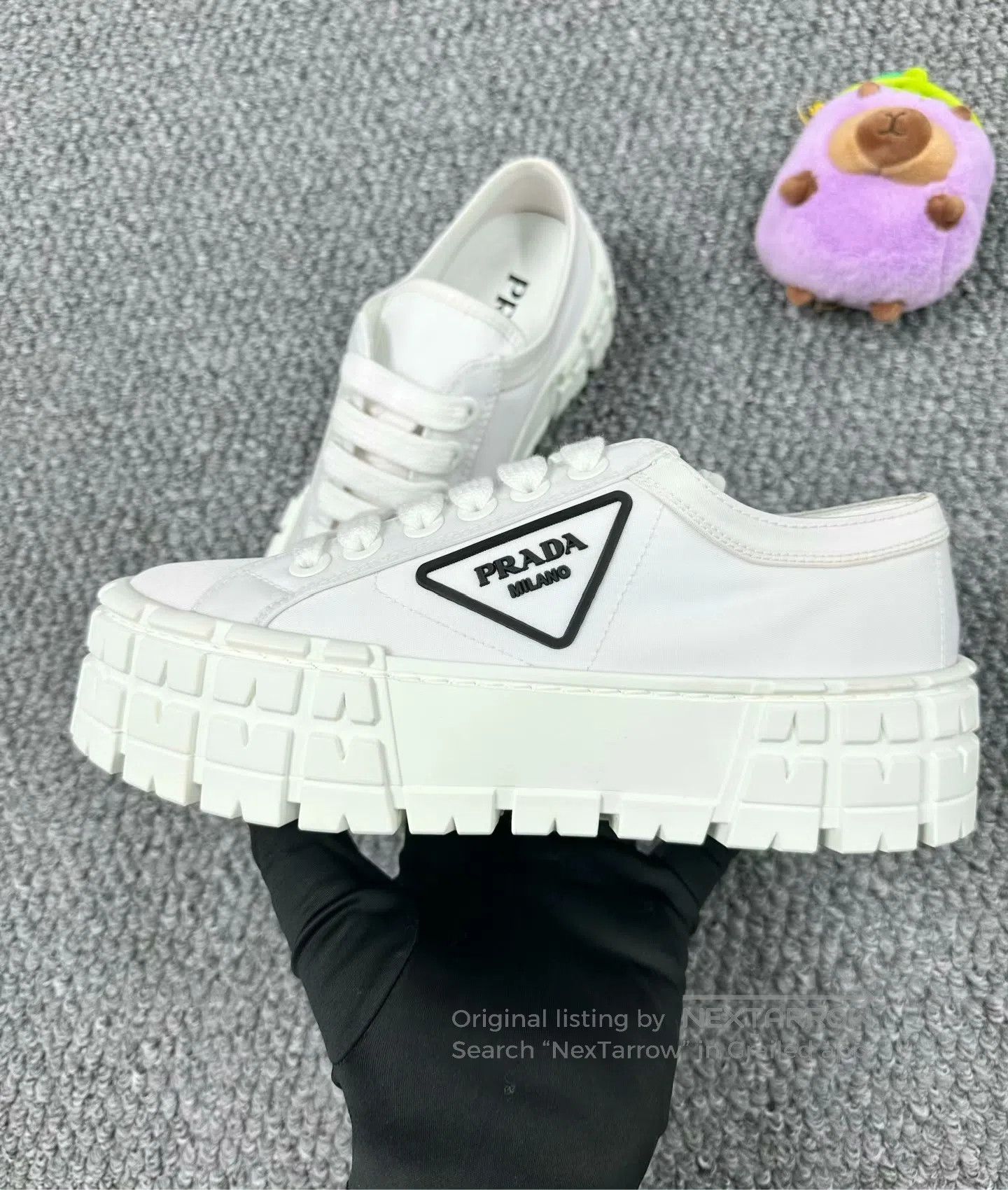 Prada Prada White Triangle Logo Biscuit Shoes| Size US 5 / IT 35 - 4 Thumbnail