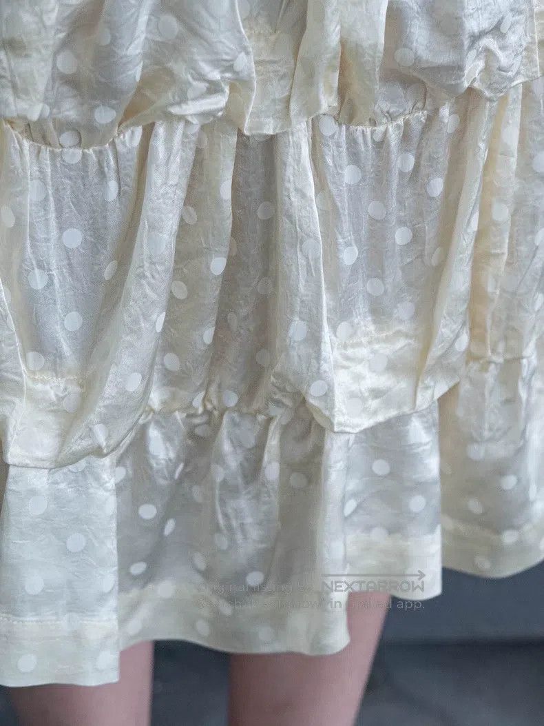 Comme des Garcons Comme Des Garcons size M Off-white polka dot satin tiered Size 23" - 7 Thumbnail