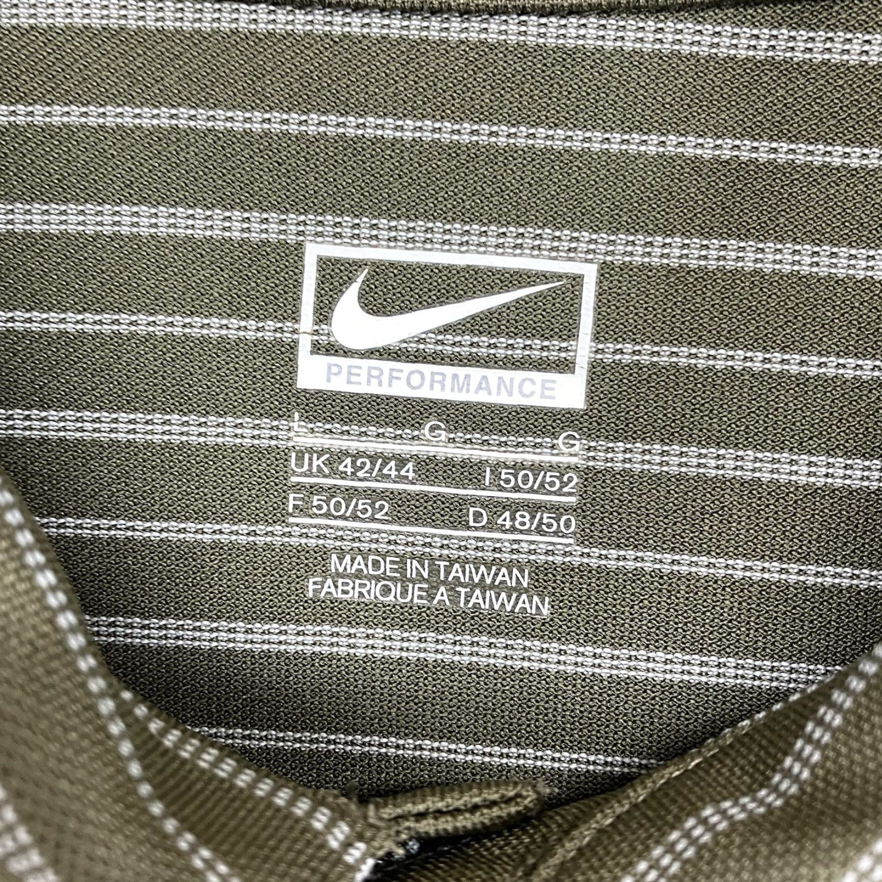 Nike Nike Polo Shirt Men's L Green & White Stripes 2 Button Dri-Fit Nike Tour Performance Golf Shirt Size US L / EU 52-54 / 3 - 3 Thumbnail