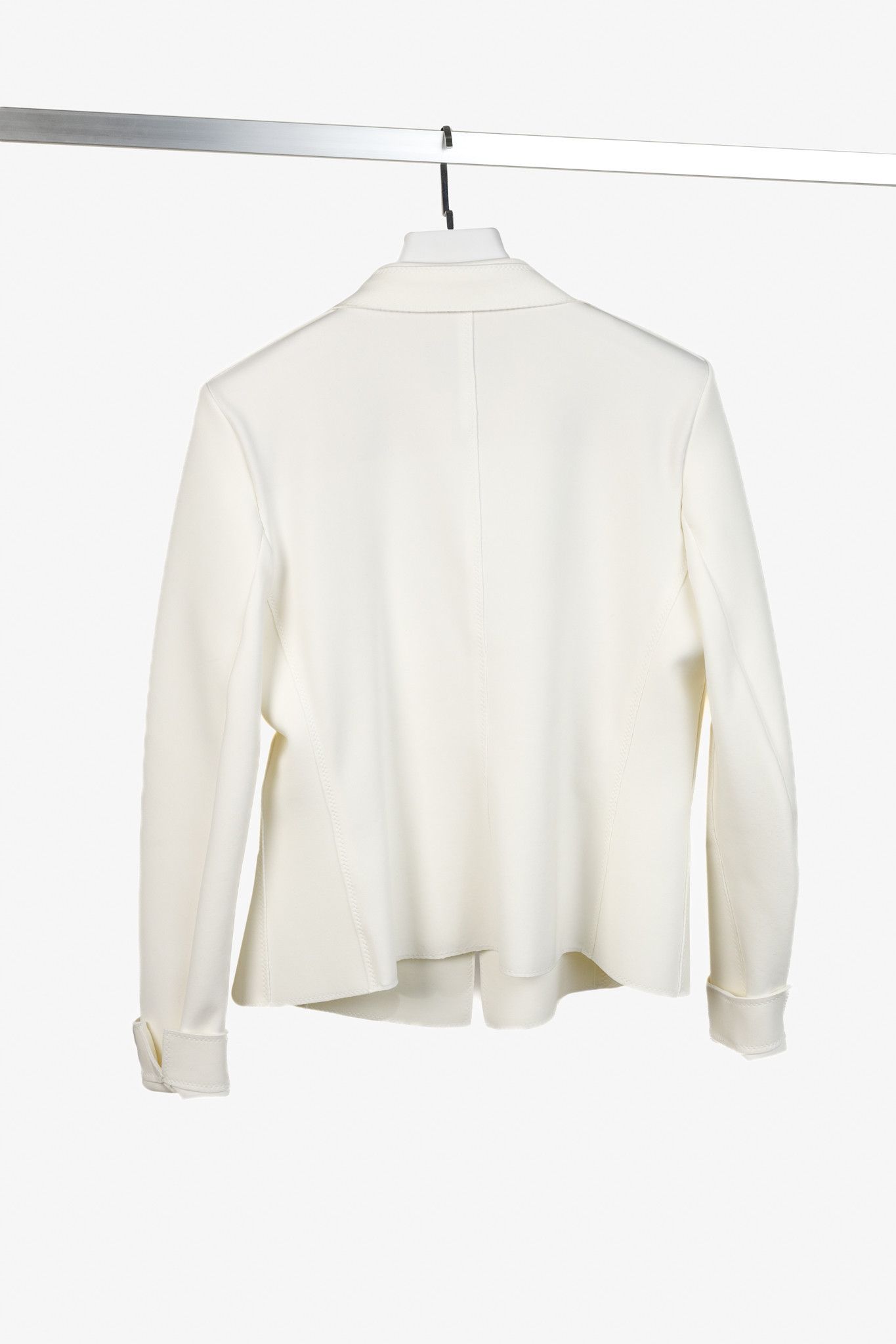 Marie Saint Pierre Marie Saint Pierre White Scuba Neoprene Blazer Jacket Size M / US 6-8 / IT 42-44 - 2 Thumbnail