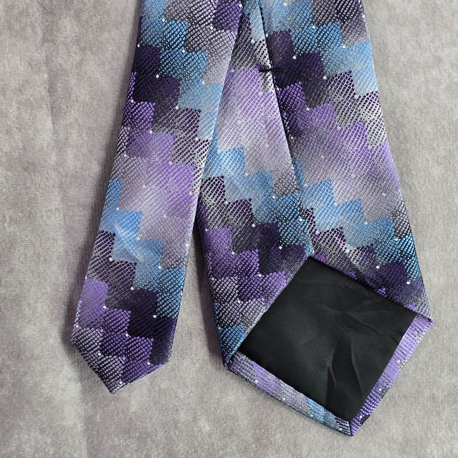 Van Heusen Van Heusen Purple Gray Blue Geometric Polyester Neck Tie Size 30 - 6 Thumbnail