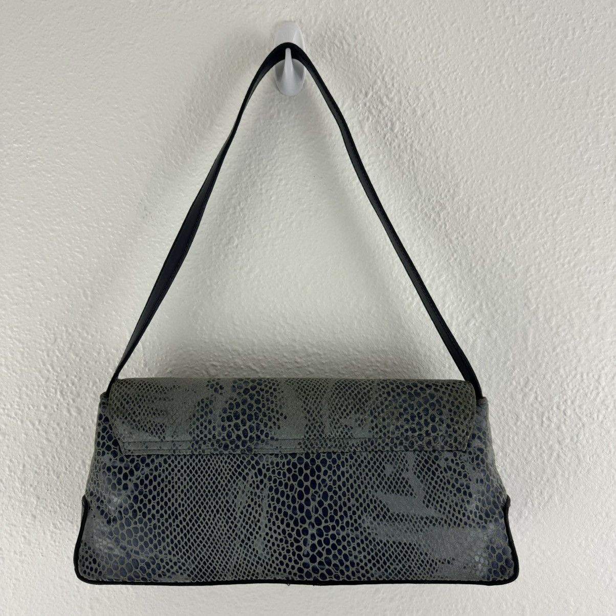 Other Vintage 90s Y2K Dusty Blue Snakeskin Print Shoulder Bag Size ONE SIZE - 6 Thumbnail