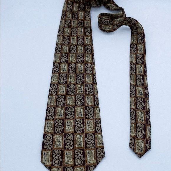 Dior Vintage Christian Dior Silk Brown Paisley Pattern Tie Size ONE SIZE - 4 Thumbnail