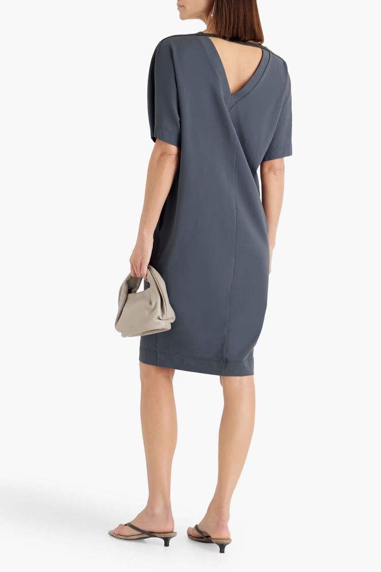 Brunello Cucinelli o1y0725 Mini Dress in Slate Blue Size M / US 6-8 / IT 42-44 - 3 Thumbnail