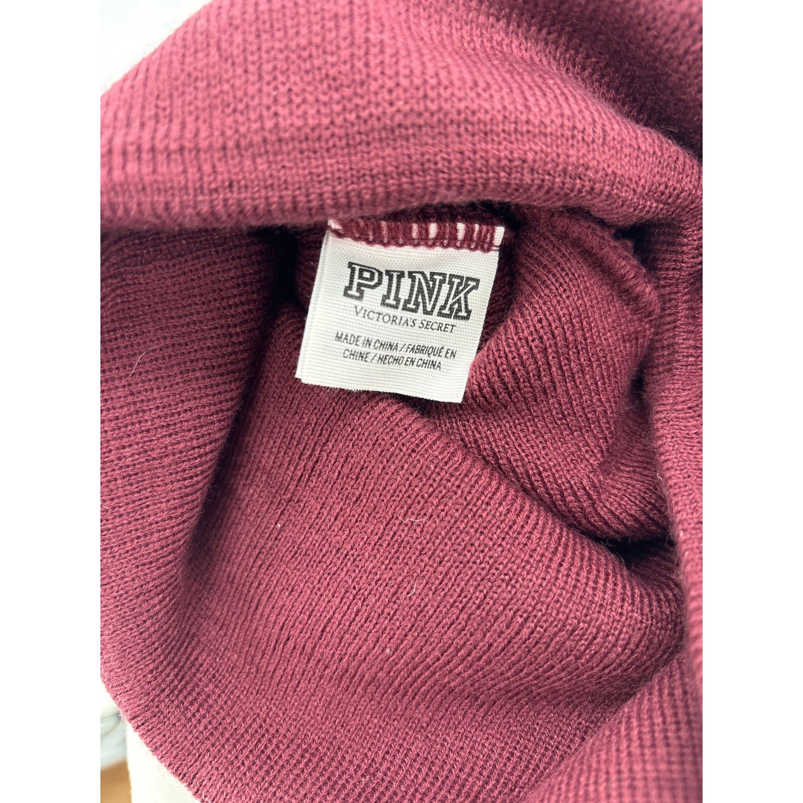 Pink Victoria's Secret PINK Beanie Maroon Pom hat Size ONE SIZE - 2 Thumbnail