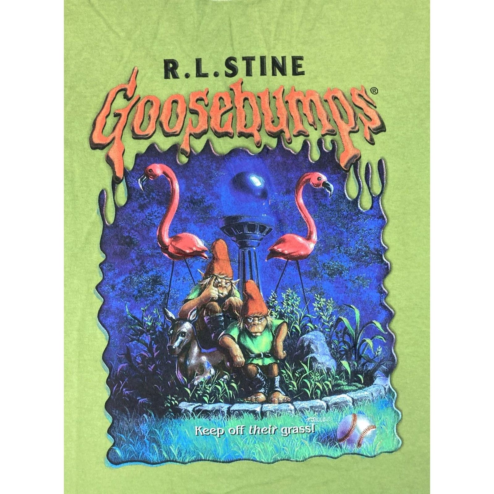 Vintage GOOSEBUMPS T-Shirt Men Small Green Short Sleeve Graphic Print Crew Neck Logo Lawn 90s? Size US S / EU 44-46 / 1 - 2 Thumbnail