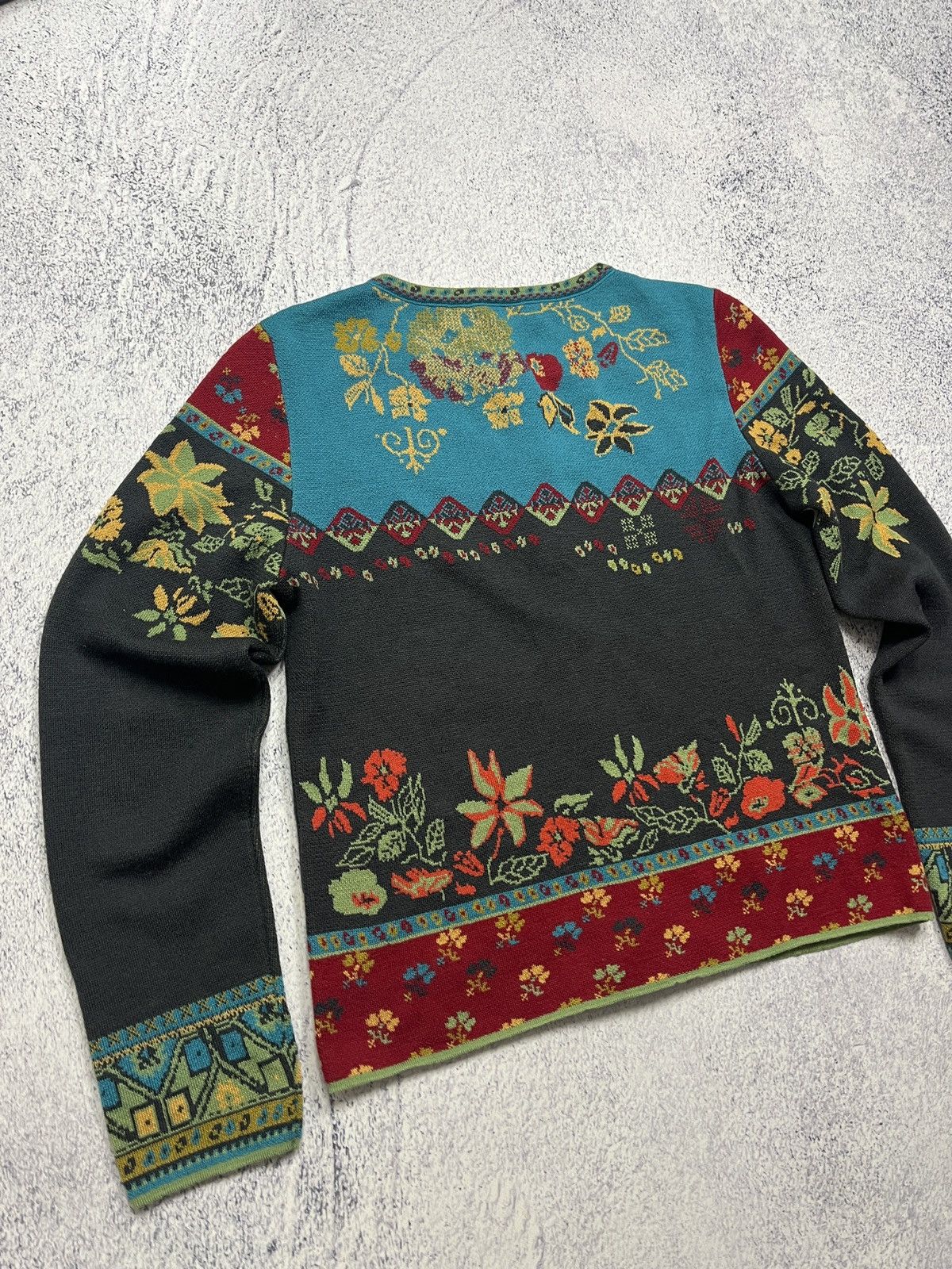 Japanese Brand IVKO Geometric Pattern Flowers Motif Women’s Cardigan Size S / US 4 / IT 40 - 8 Thumbnail