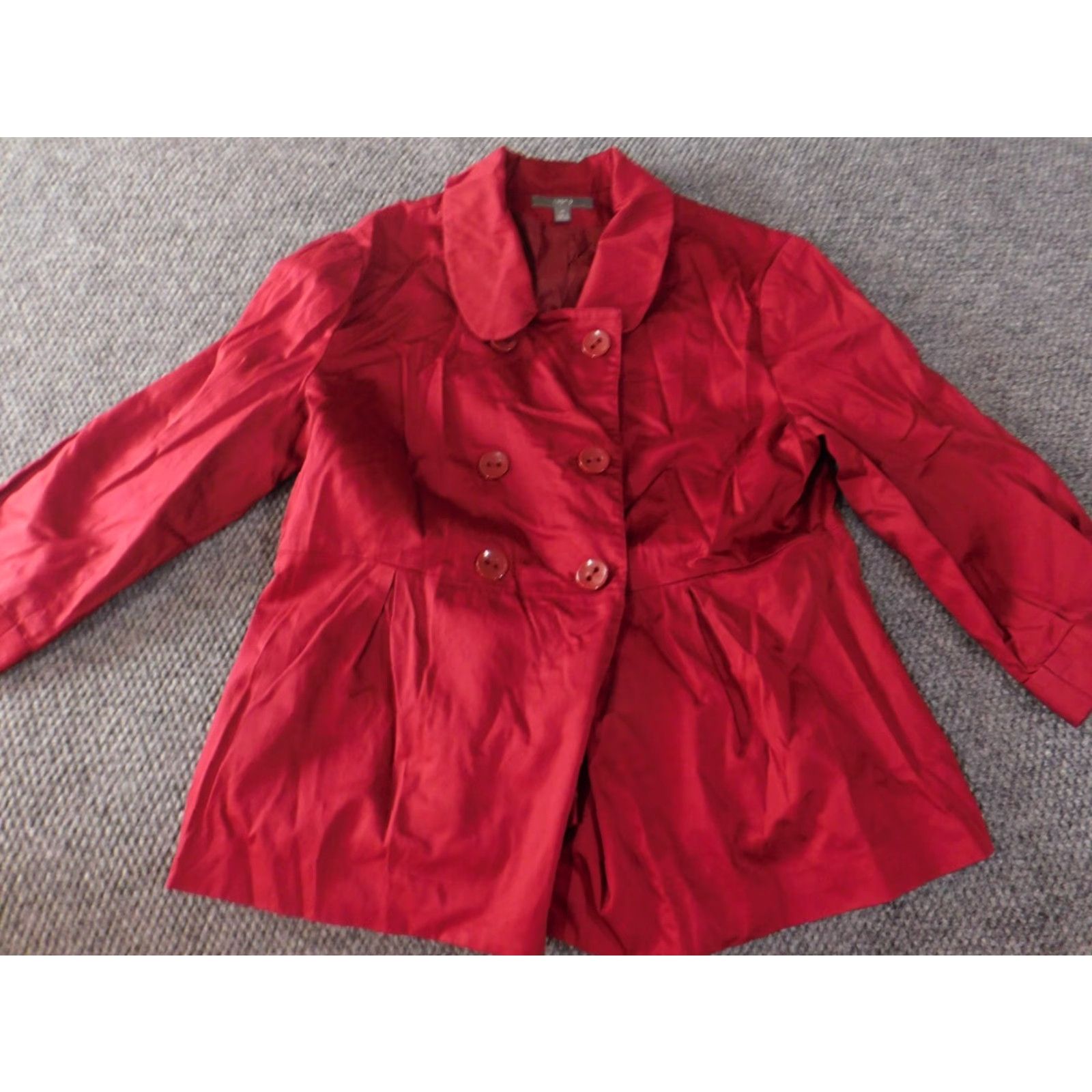 Apt. 9 Apt. 9 Jacket Womens Trench Coat Red 16 Button Collar Knit Cotton Solid Long Sleeve Mid-Length Regular Size Size XXL / US 16-18 / IT 52-54 - 2 Thumbnail